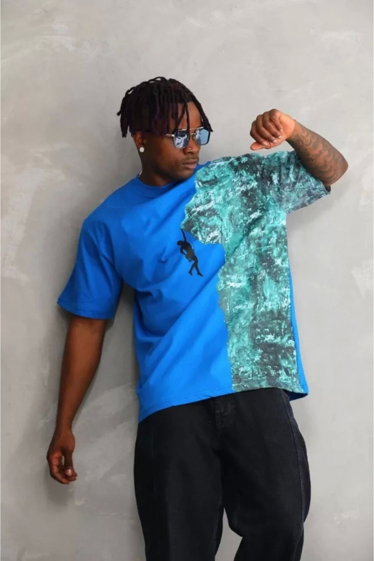 MODA Unisex Bisiklet Yaka Baskılı Oversize Thirt avi