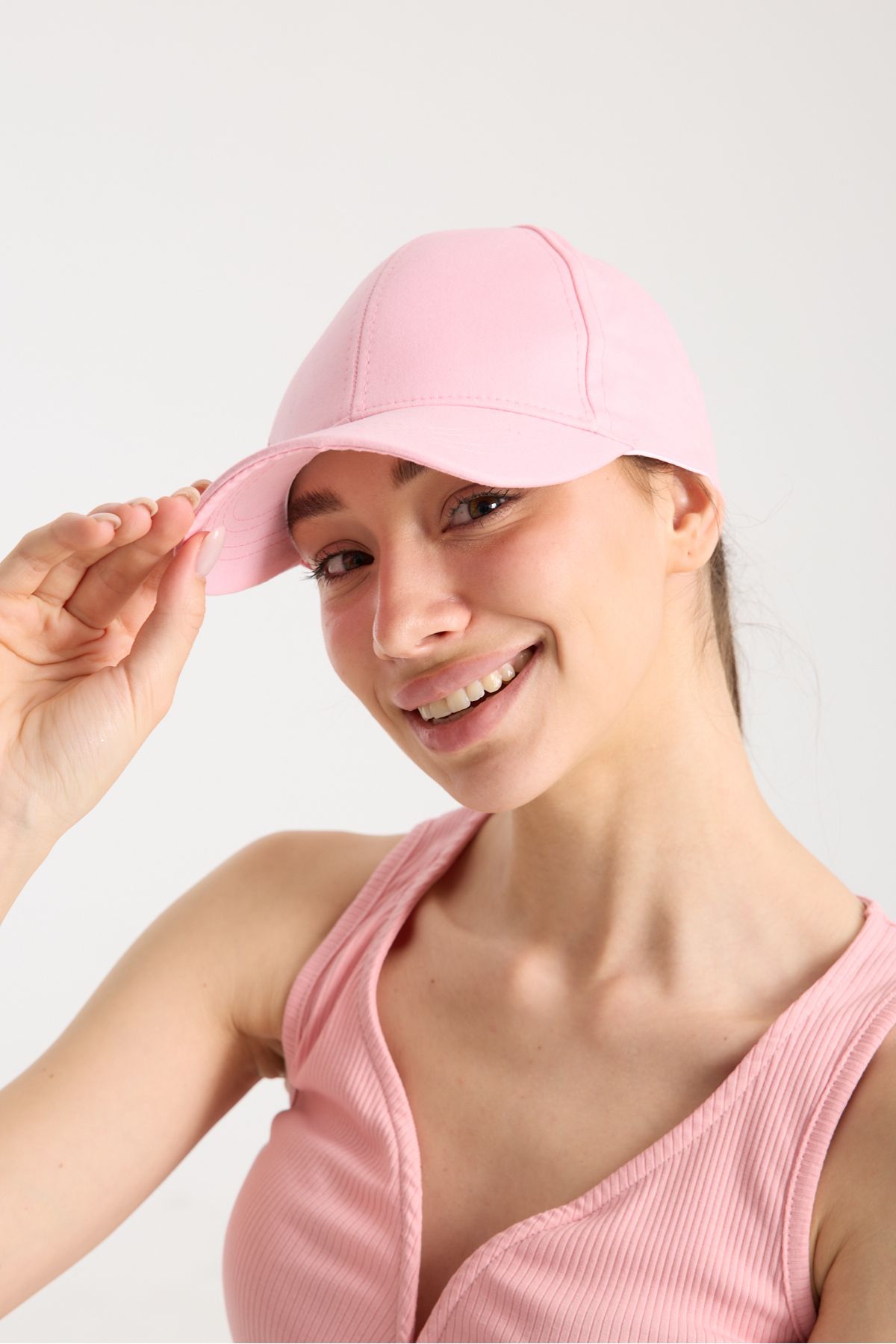 Moda Days Kadın Pudra Pembe Basic Arkası Cırtlı Ayarlanabilir Beyzbol Şapka