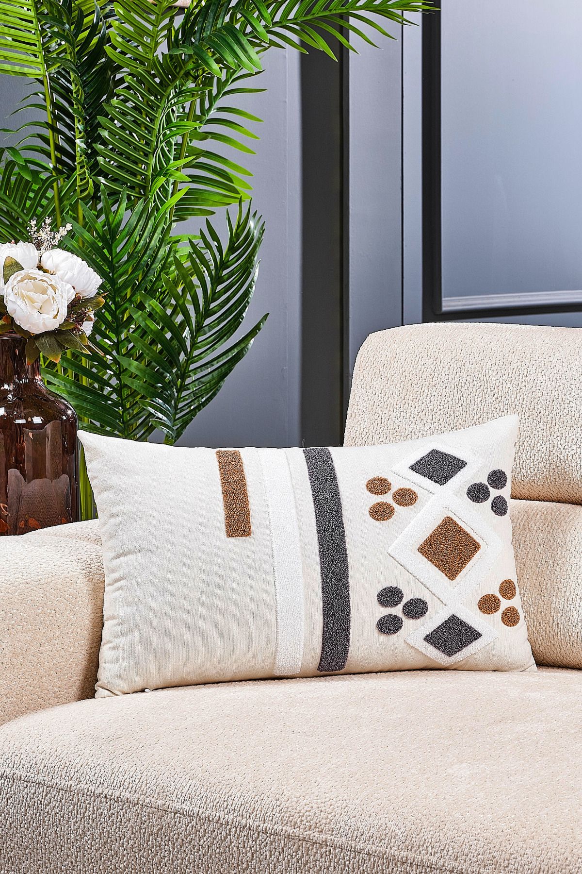 Home Seray Home Punch Nakışlı Şönil 44 x 44 cm Kırlent Kılıfı