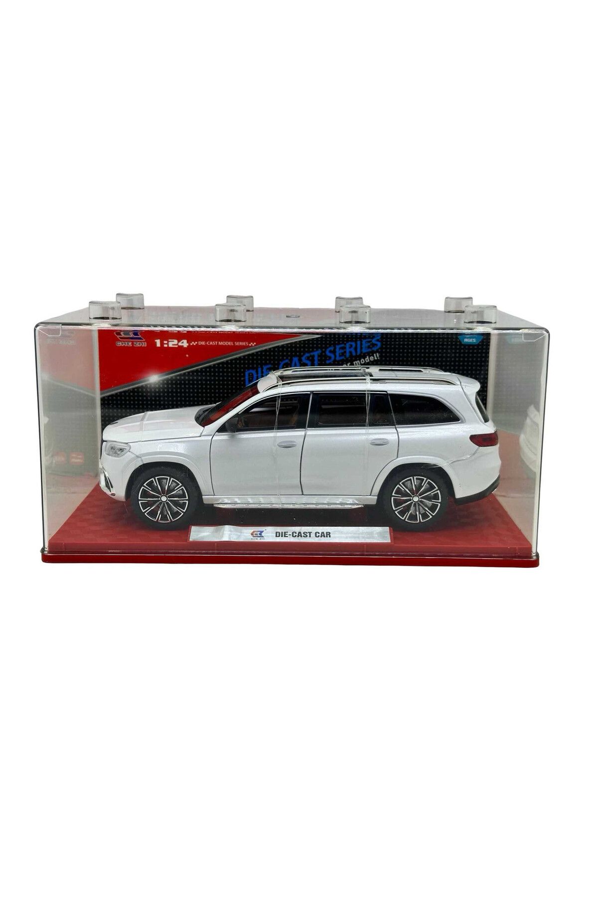 JPT-Mercedes GLS SUV Die-Cast Model 1:24 Pearl White - sounds, lights and spring-20 cm 10