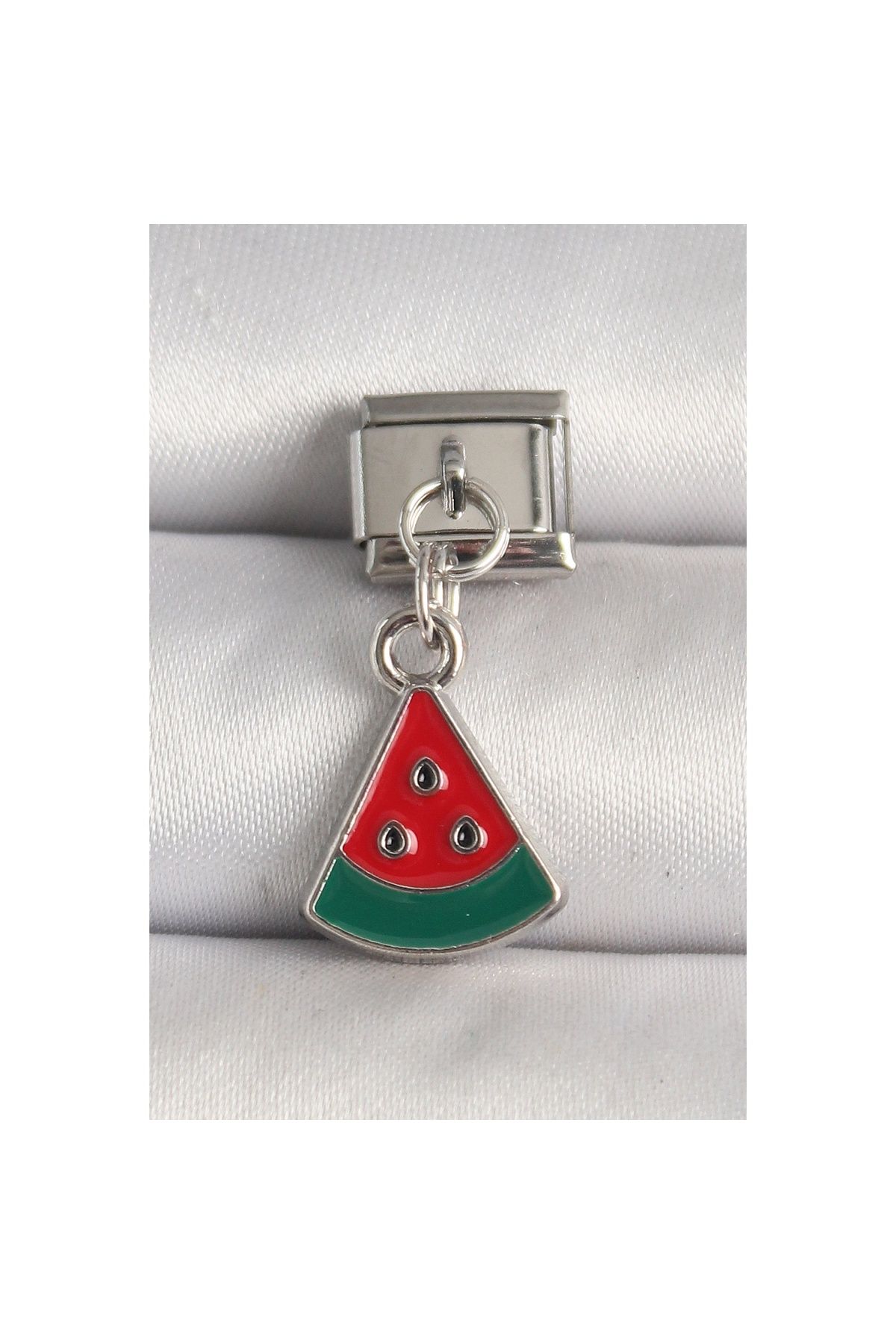 maarketim 316L Çelik Gümüş Renk Karpuz Dilim Model Nomination Charm
