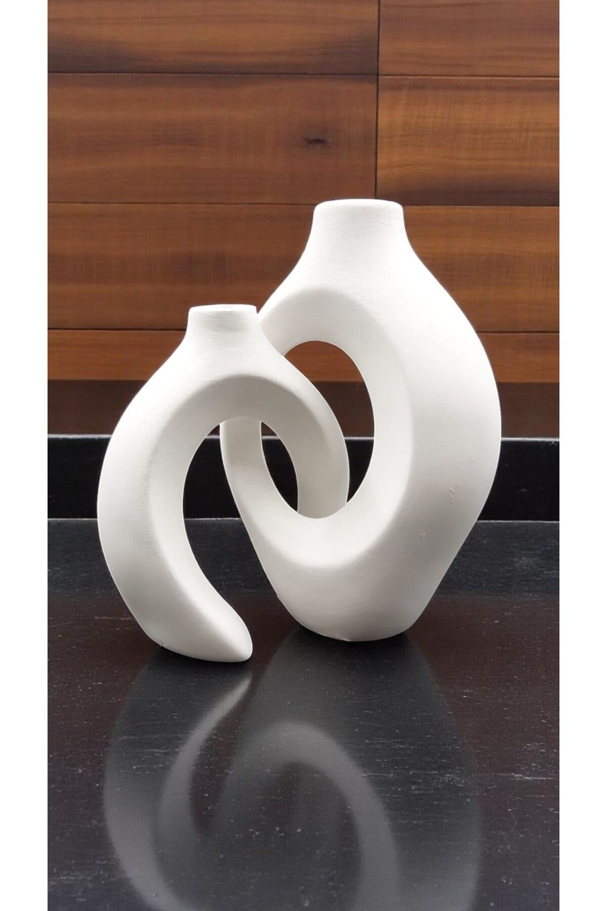 TTSERAMİK Sarmaşık Vazo – Çini Bisküvi | 15 cm & 19 cm Modern Dekoratif El Yapımı Set