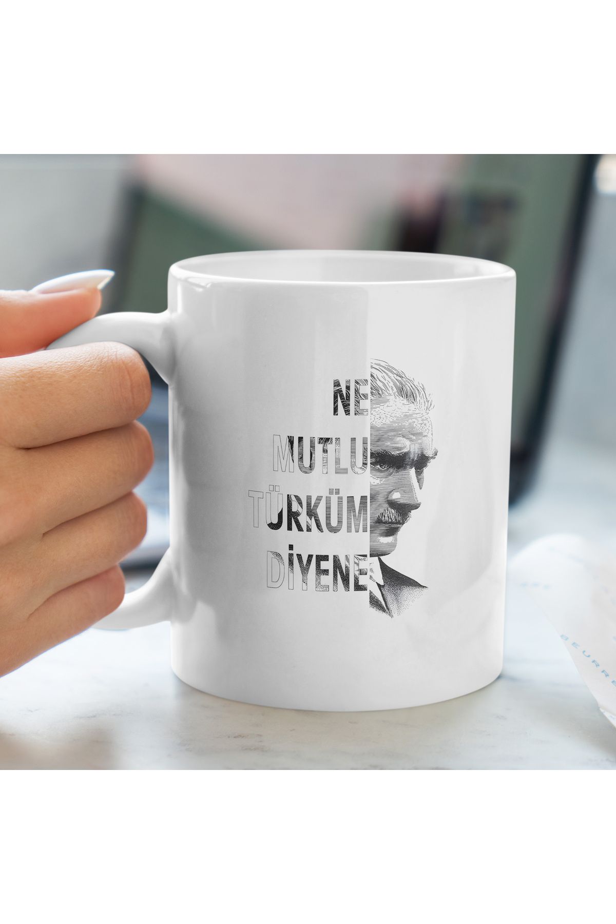 Ayabak Kupa Bardak - Atatürk Silüeti Desenli Kupa Bardak - Hediyelik Kupa Bardak
