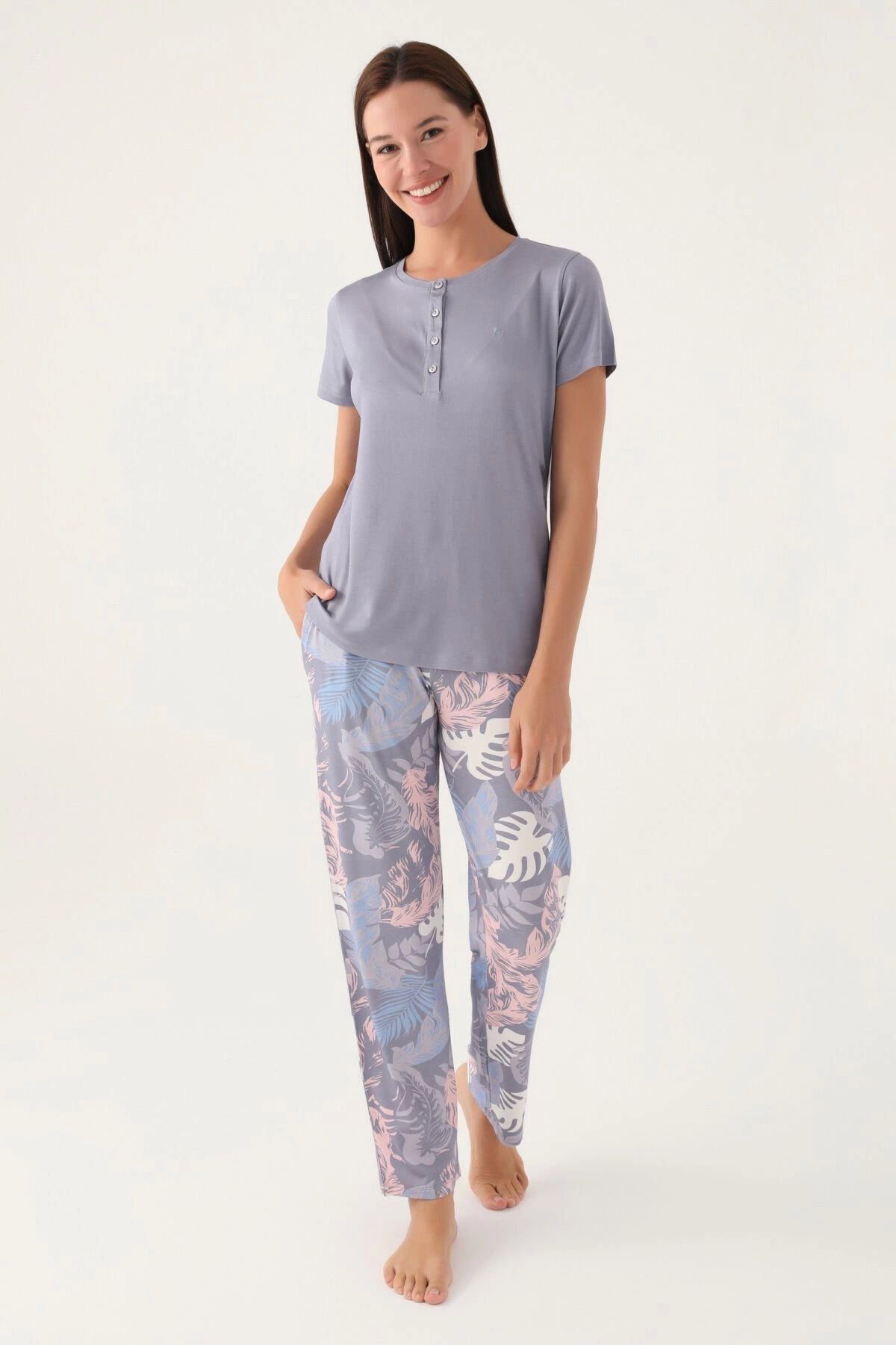 Moda Şahsenem Pierre Cardin 8801-s Kısa Kol Pijama Takım