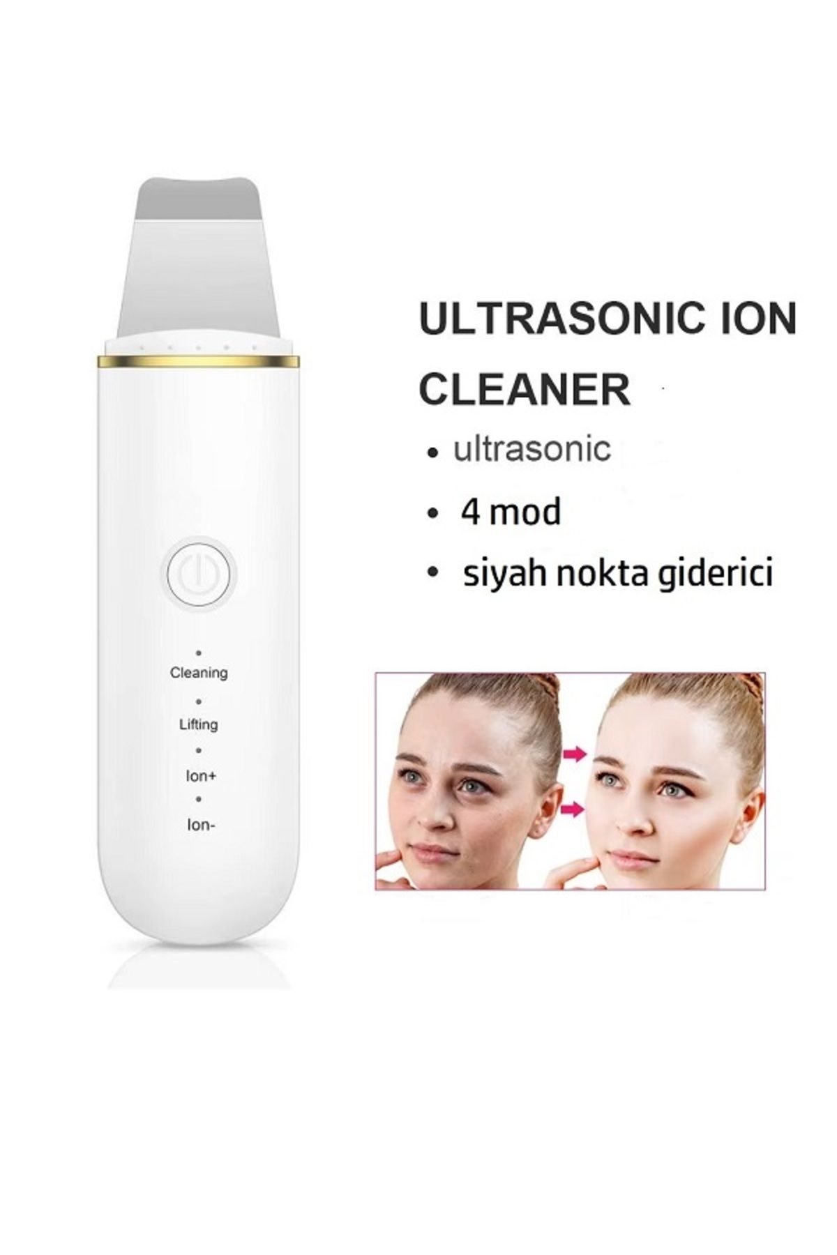 DİZAYNSHOP Skin Ultrasonik Yüz Temizleme Spatulası (Scrubber) - Siyah Nokta ve Temizleyici, Cilt Sıkılaştırıcı