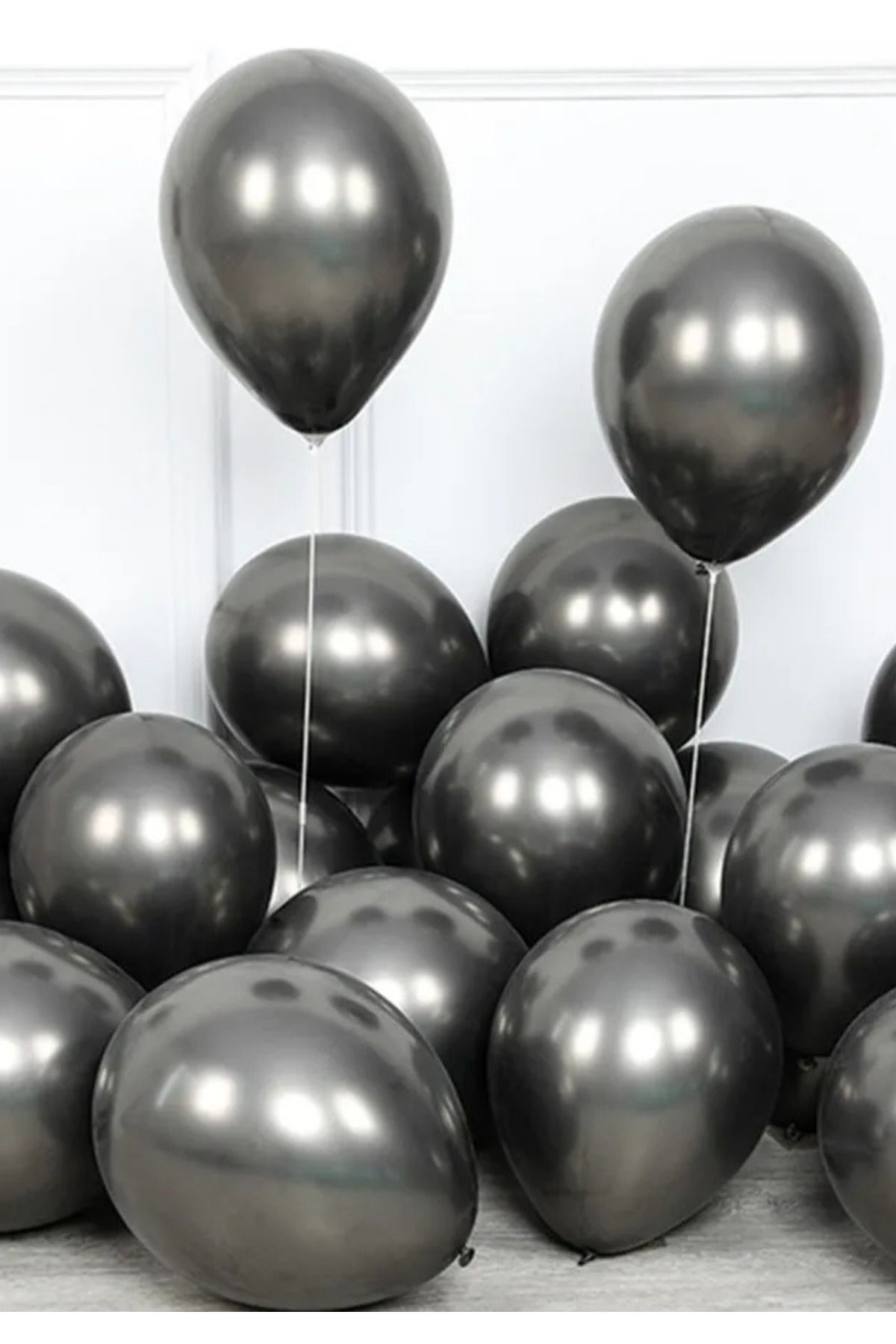 Baloncu Dede 10 Adet Metalik Gri Parlak Balon Doğum Günü Kutlama Süs ve Malzemesi