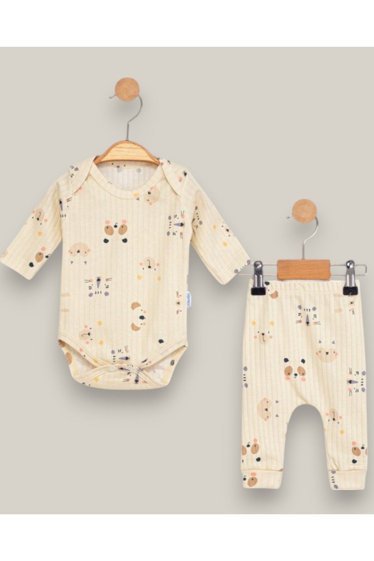 MINNOOSH BABY %100 Pamuk Alt Üst Desenli Zıbın Takım