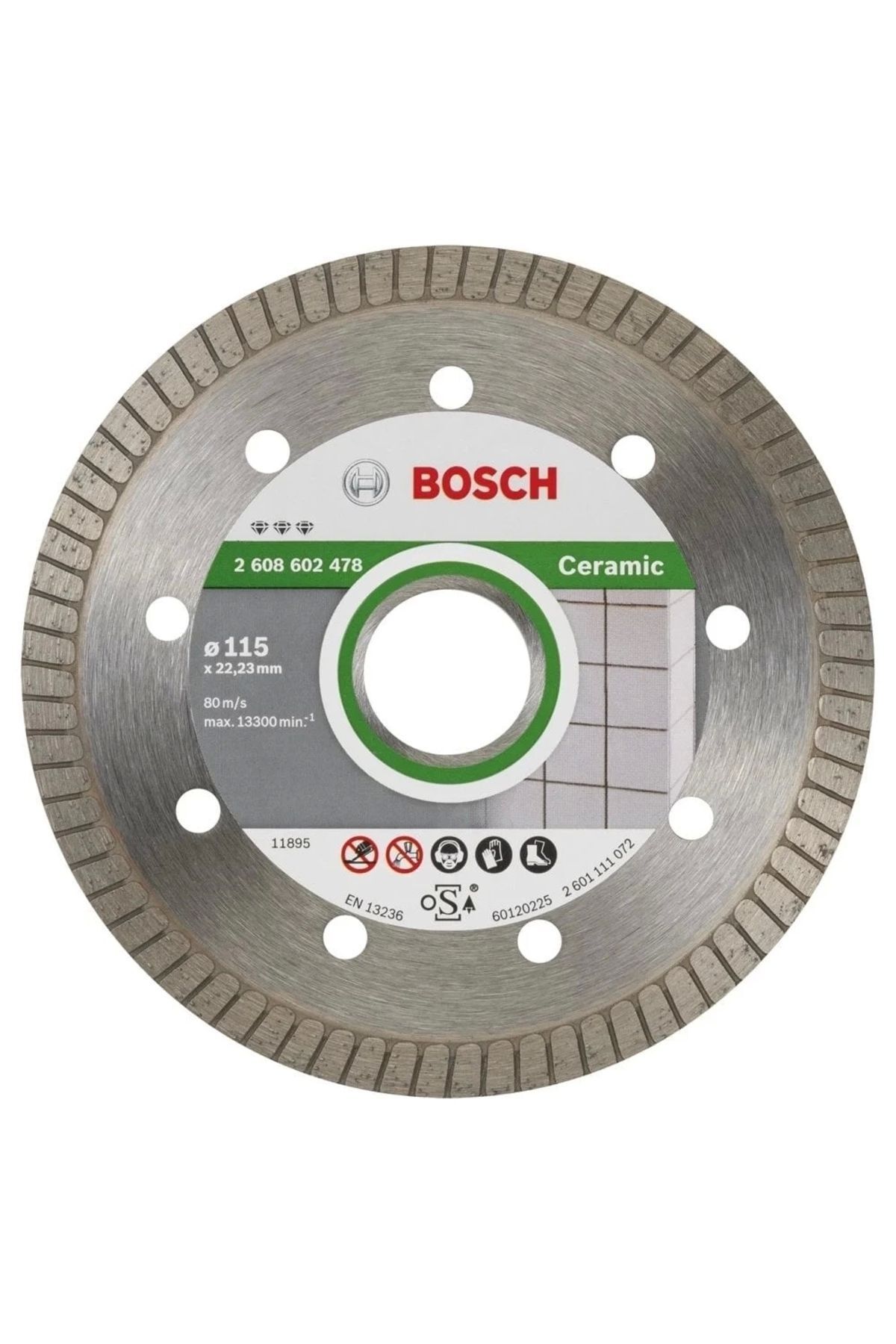 Bosch Best Serisi Seramik Için Extra Temiz Kesim Turbo Segman Elmas Kesme Diski 115 Mm