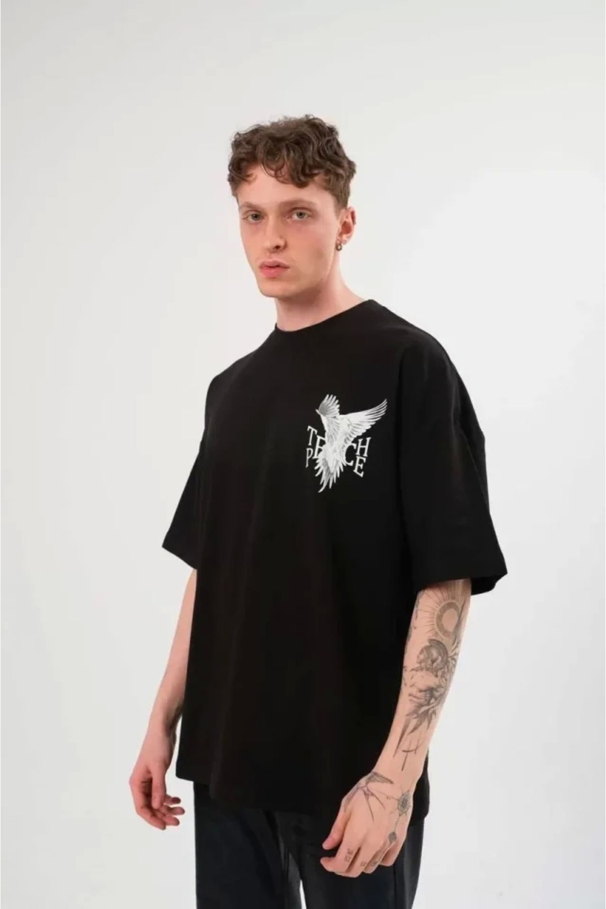 MODA Unisex Bisiklet Yaka Baskılı Oversize Thirt iyah