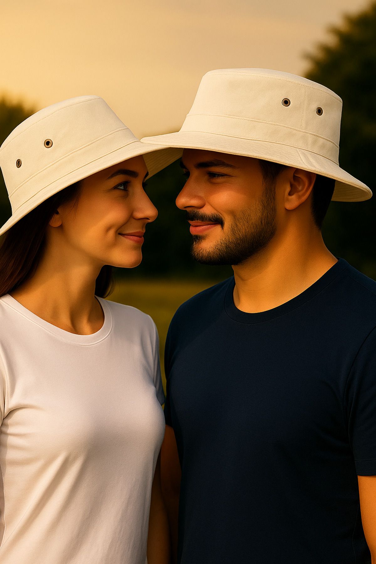 Avantaj Kapıda ® Unisex UV Korumalı İpli Outdoor Yazlık Şapka – Geniş Kenarlı Krem & Lacivert