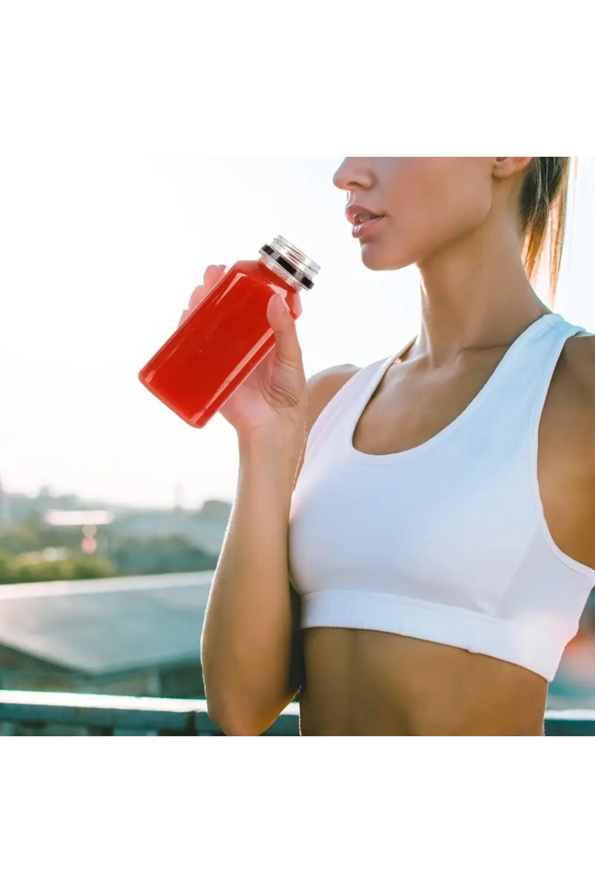 alenked 5 Adet 300 ml Smoothie Detoks Şişesi Şeffaf Plastik Sızdırmaz Kapak Köşeli Meyve Suyu Şişesi