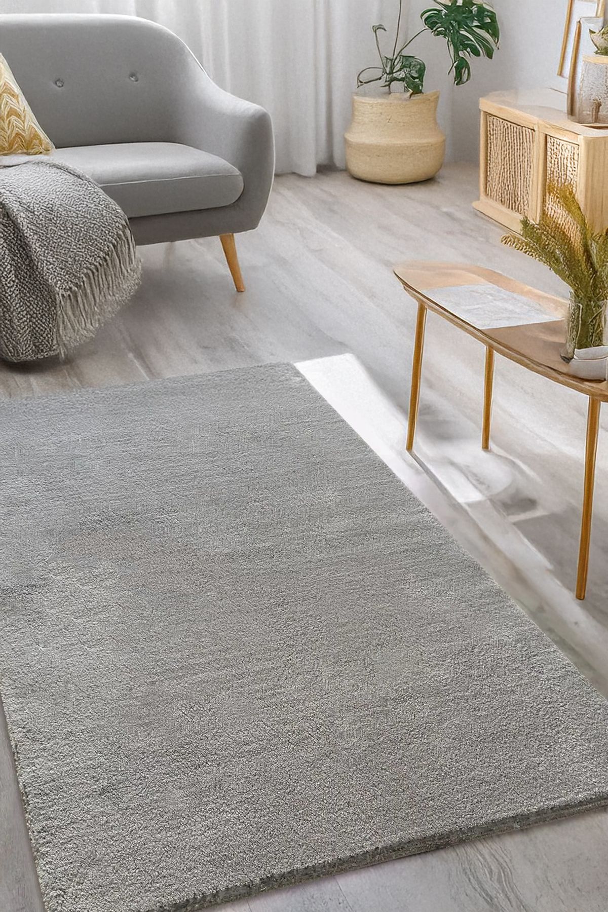 Sereserpe Yumuşak Modern Peluş Kaymaz Salon Oturma Çocuk Yatak Odası Mutfak Antre GRİ