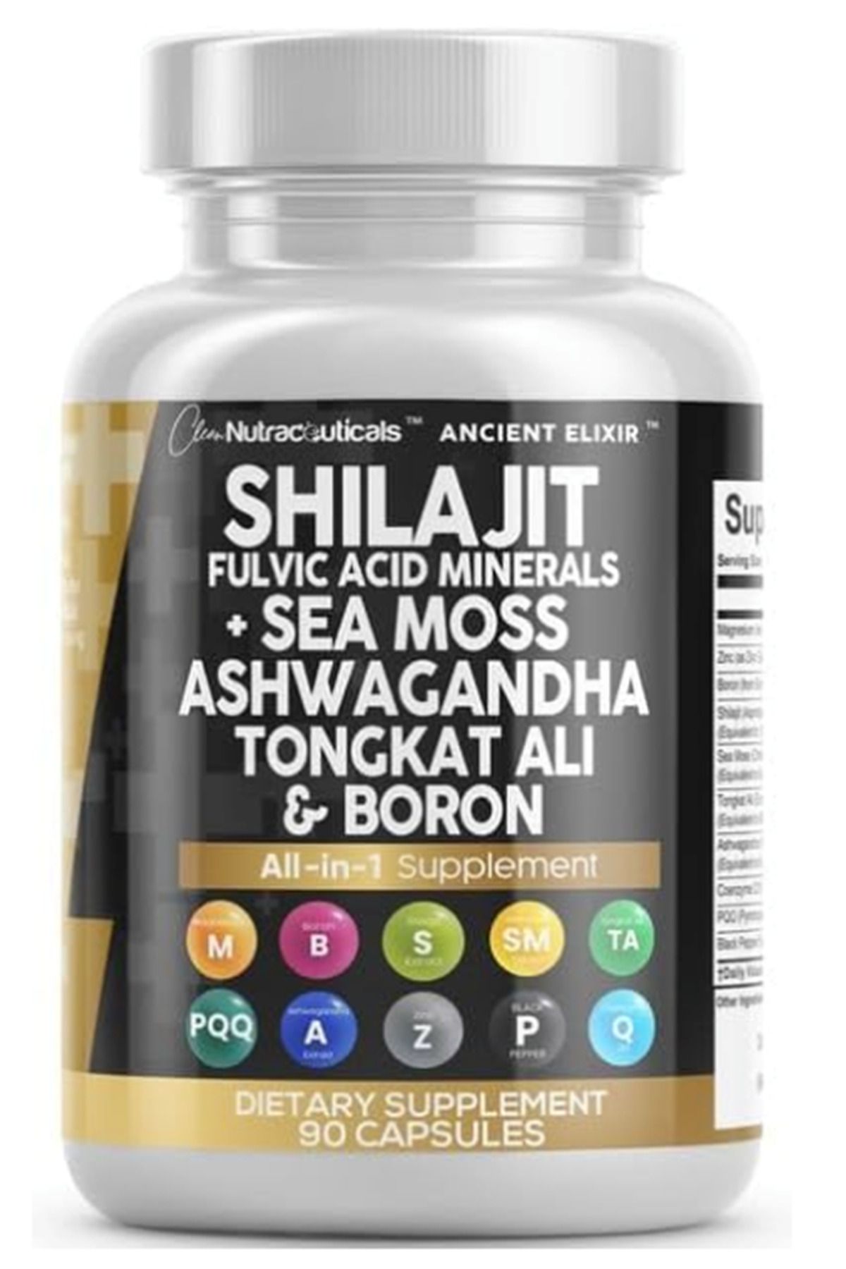 Clean Nutraceuticals Shilajit for Men with Sea Moss, Tongkat Alı,, Boron, Zinc, CoQ10, PQQ - Fulvic