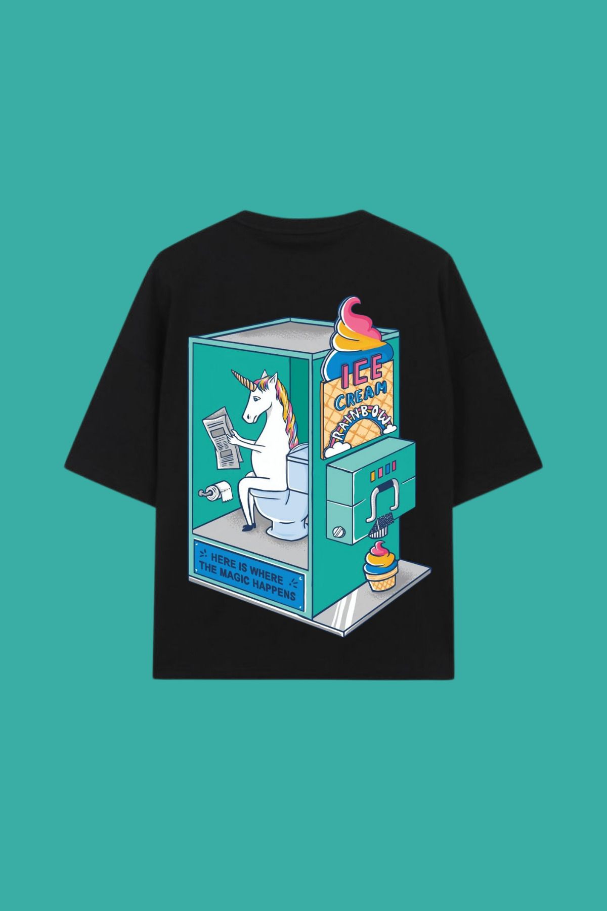 Dupe Design Ice Cream Baskılı Unisex Oversize T-shirt