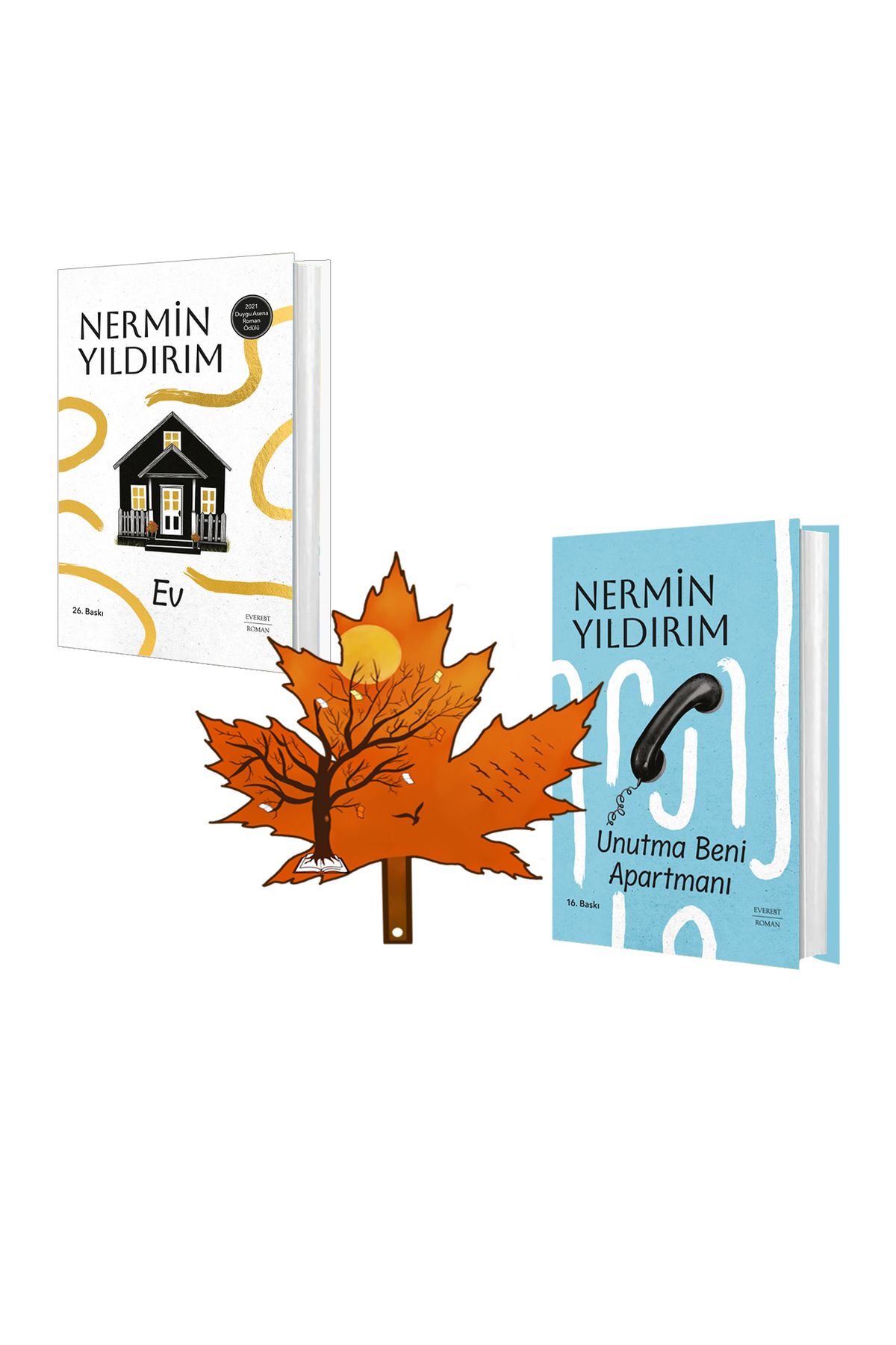 Everest Yayınları nermin yıldırım - ciltli 2 kitap- nermin yıldırım ev - unutma beni apartmanı - kitap ayracı ile