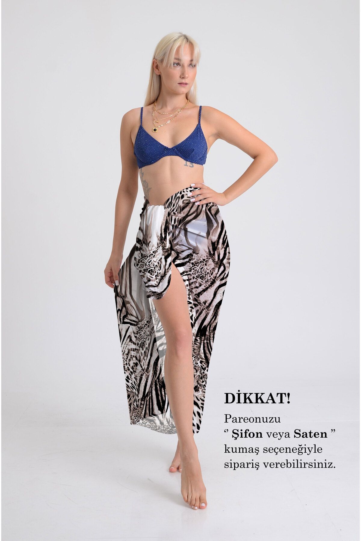 DESENİX Leopar & Zebra Desenli Pareo - 100x145 cm - İpeksi Şifon & Lüks Saten Kumaş Seçeneği - Plaj Elbisesi
