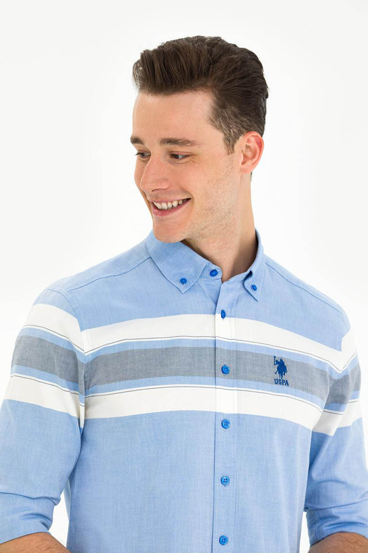 U.S. Polo Assn. Rıbaro Saks Erkek Gömlek 1584026 — آبی — تصویر 2 از 7