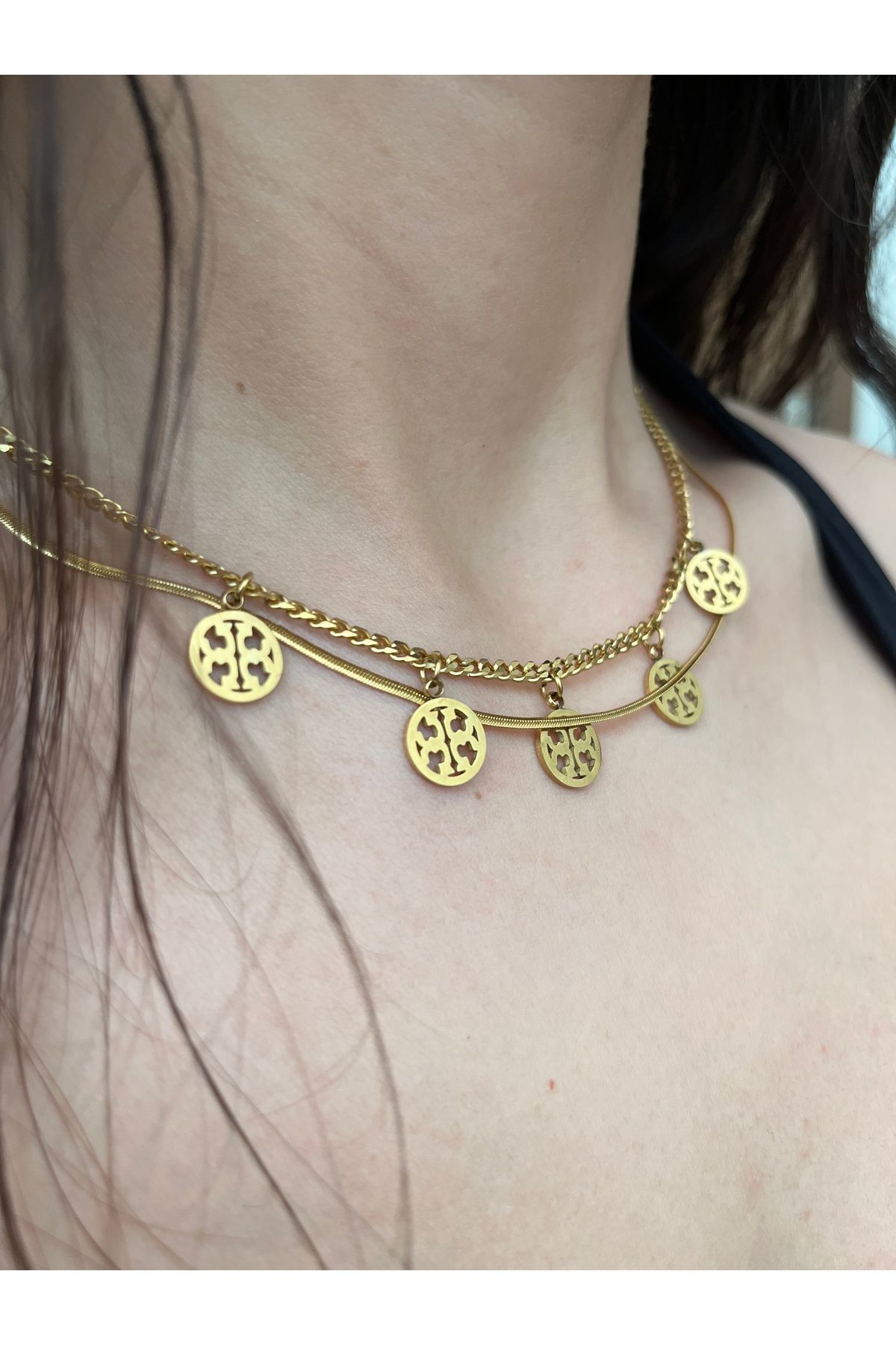 S&A Accessory Yuvarlak Charmlı Çelik Kolye