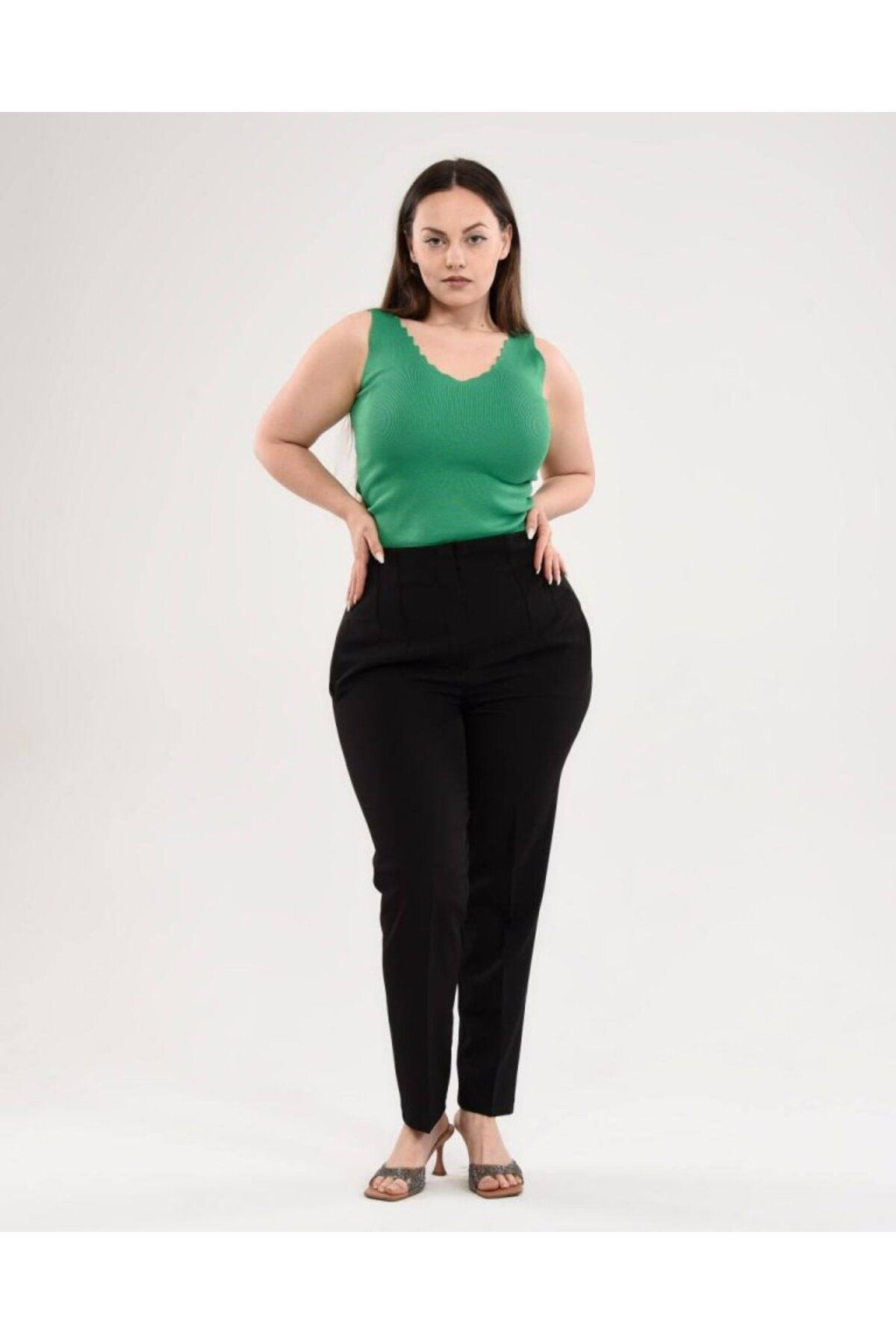 velmorafashion Yüksek Bel Battal Pantolon