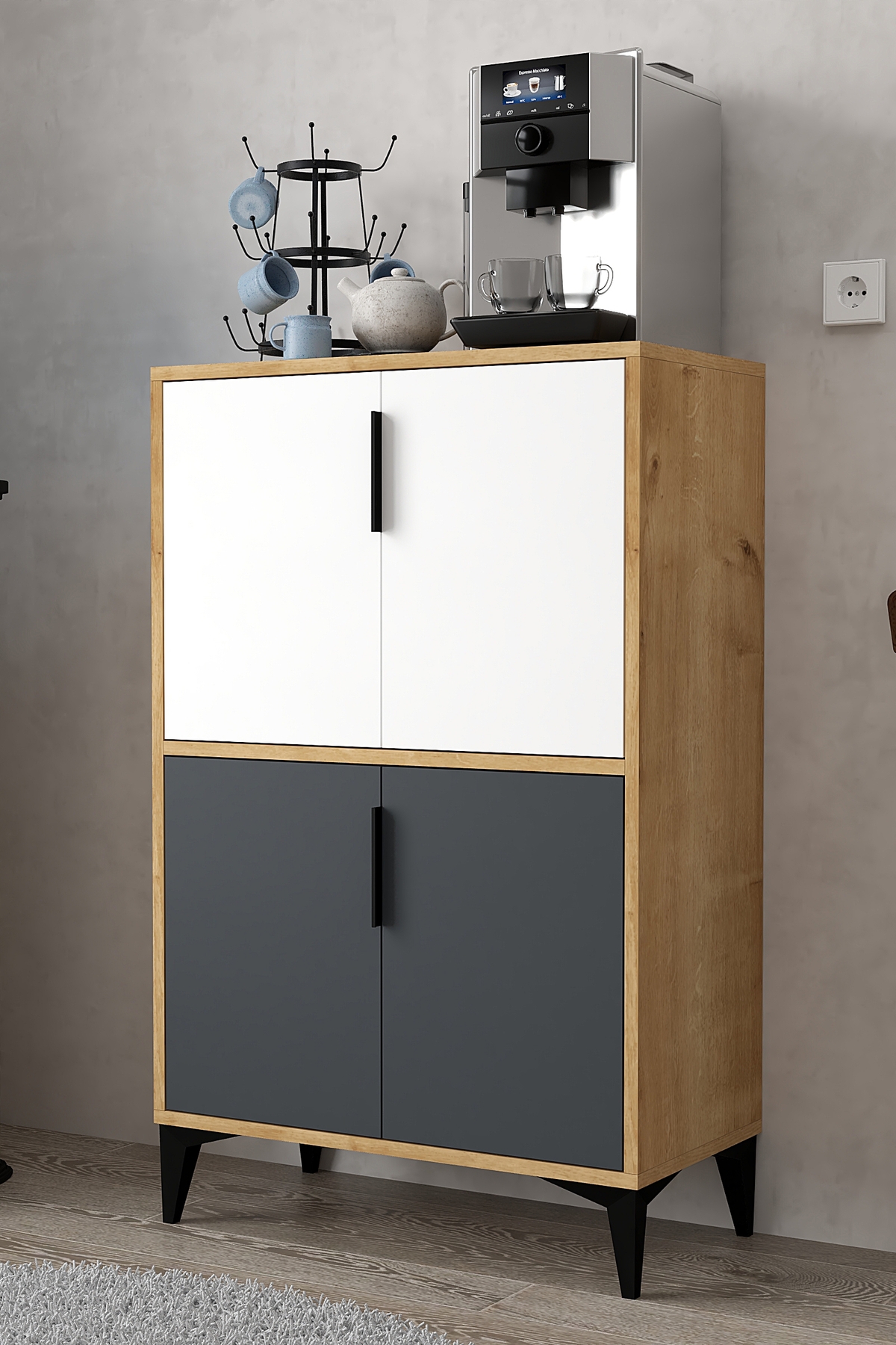 ぺこページ Evmo Home 1404 Ada Çok Amaçlı Dolap , Kahve Köşesi , Kiler Dolabı