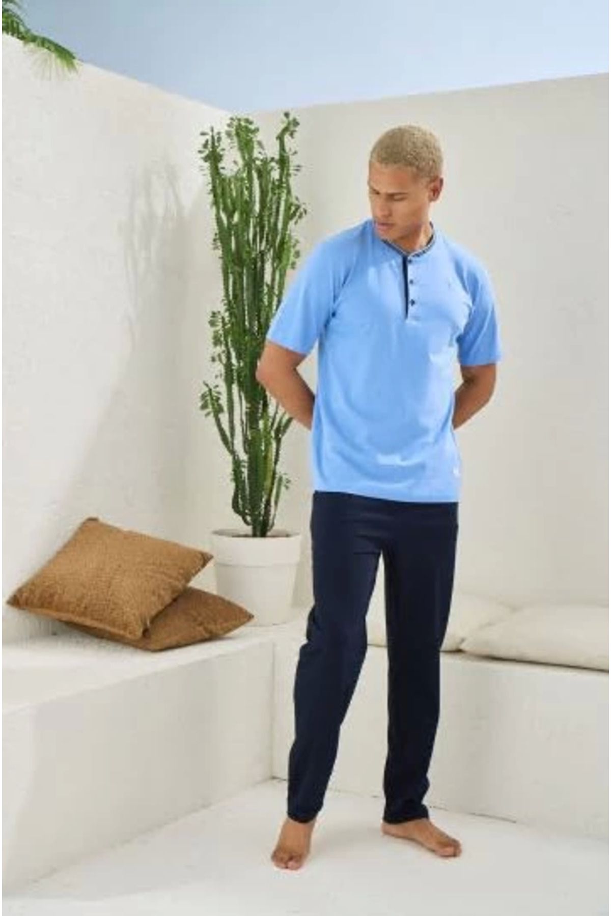 Moda Şahsenem Erkek 2104 Erkek Midi Yaka Pijama Takım
