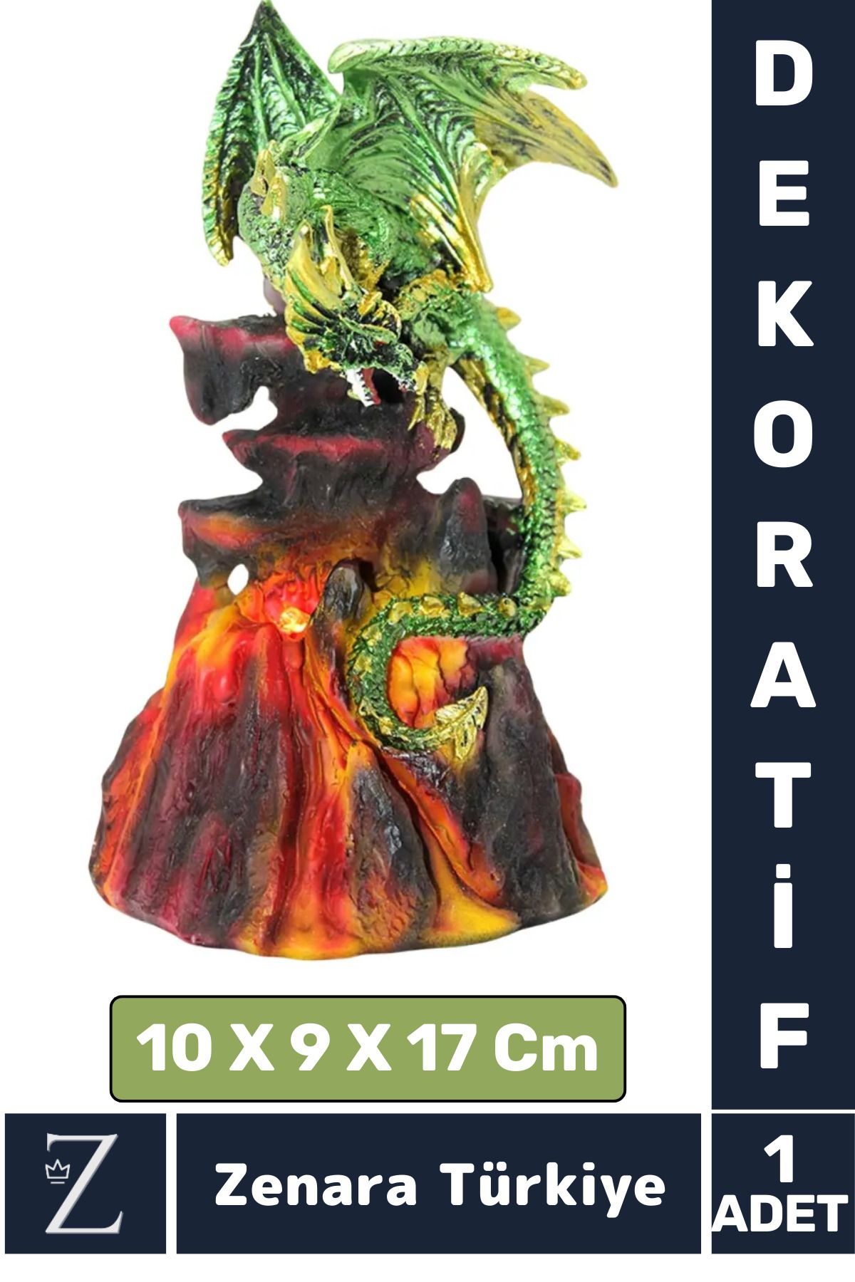 Zenara Premium Yüksek Kaliteli Çok Şık Dekoratif Hediyelik Özel Gün Biblo Koleksiyon POLYESTER DRAGON