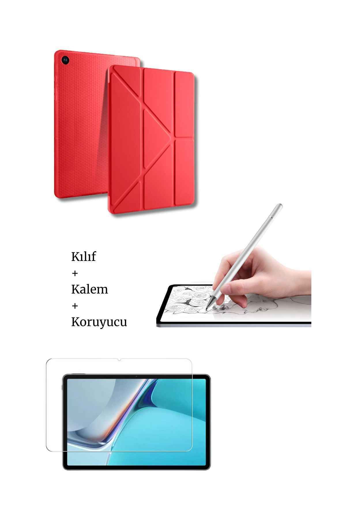 Fuchsia Galaxy A9 Plus 11 inç X210 Uyumlu Tablet Kılıfı Tablet Kalemi Ve Ekran Koruyucu Set