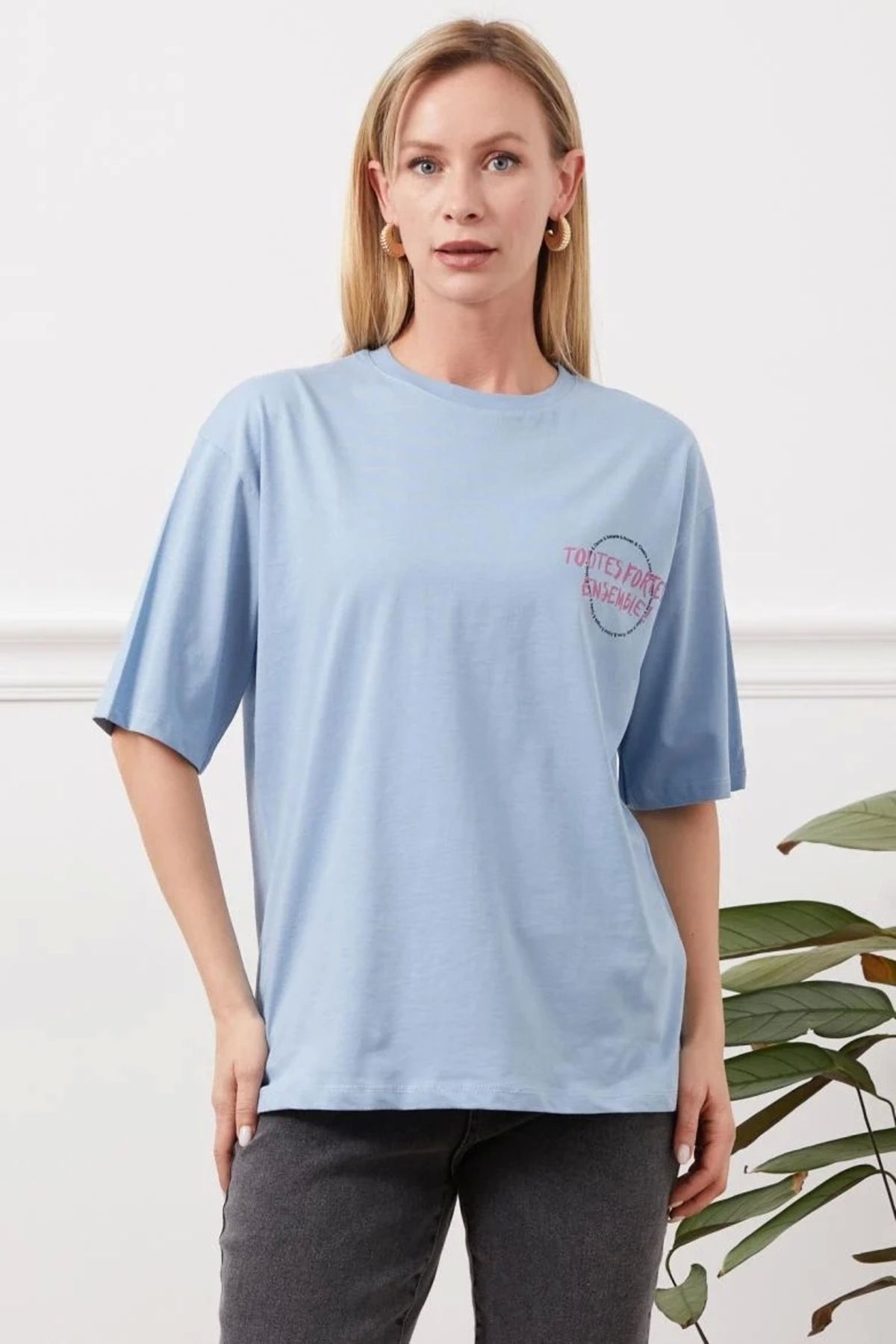OurStyles Baskılı tişört mavi