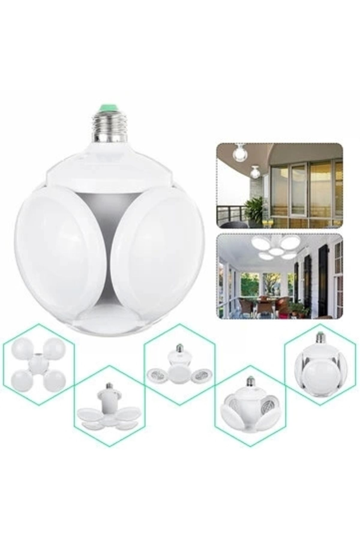 ShopNova F-1997 Led Futbol Ufo Ampul E27 28w 360 Derece Katlanır Lamba Ac 220v Lamba Led Spot Işık Beyaz Glop