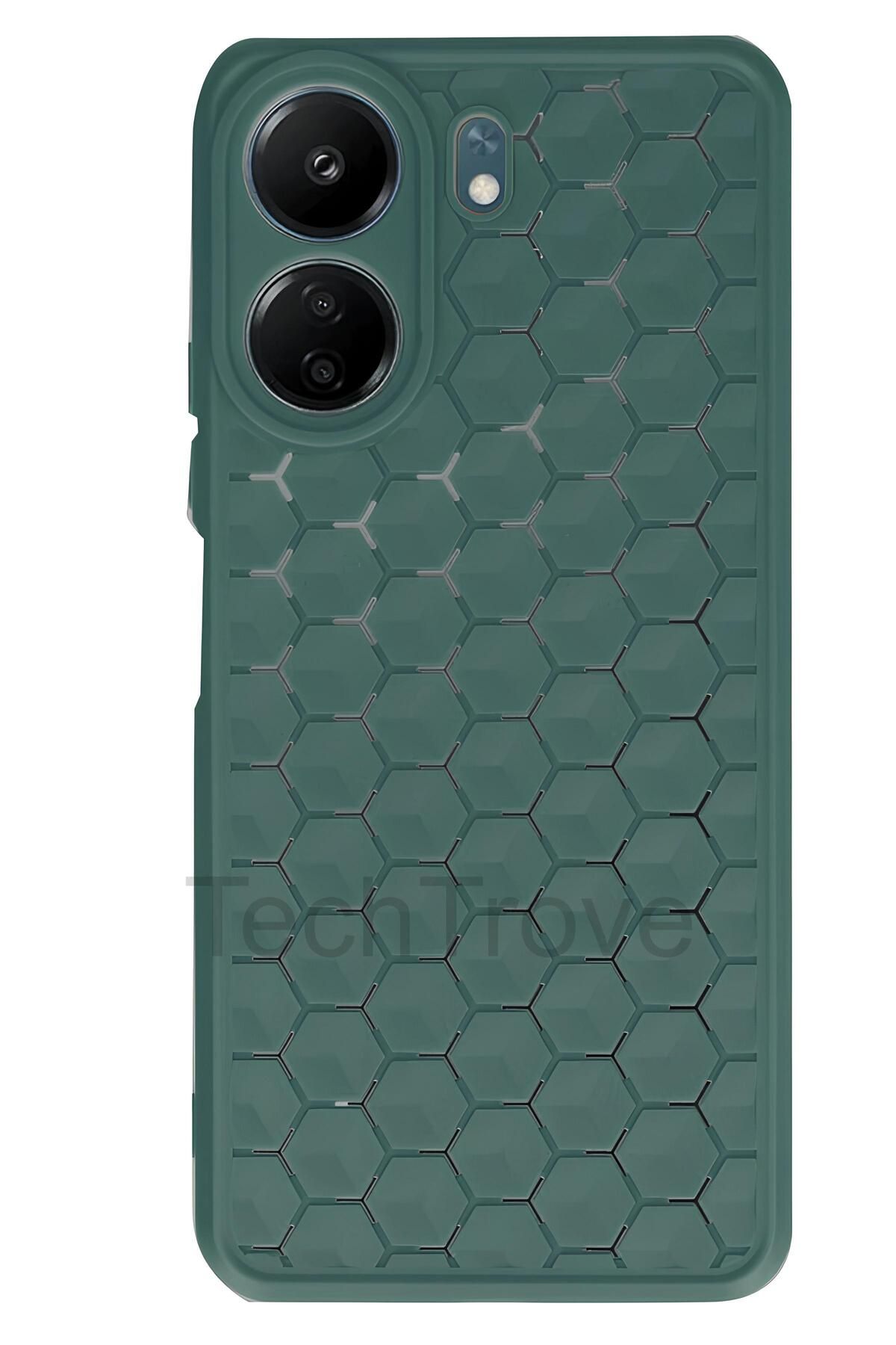 TechTrove Poco C65 Kılıf Kamera Korumalı Geometrik Petek Motifli Silikon Kapak