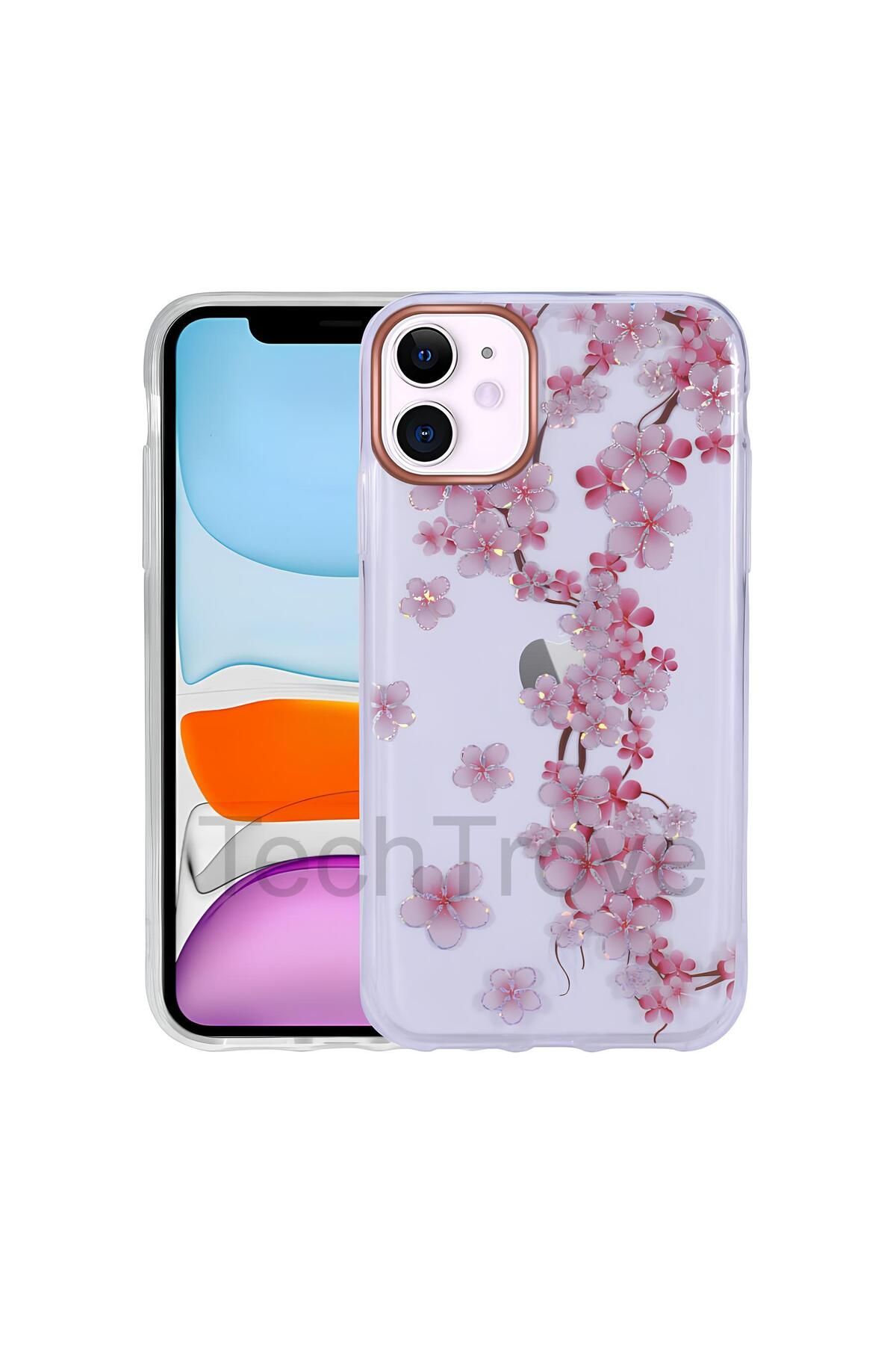 TechTrove Apple iPhone 11 Kılıf Desenli Simli Sert İnka Kapak