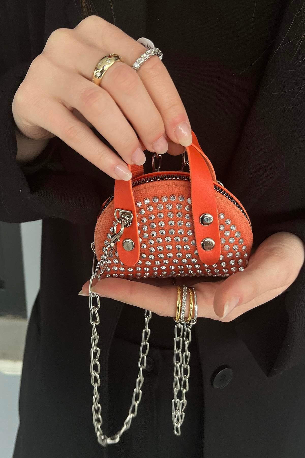 gökarm Taşlı Çapraz Model Mini El Çantası