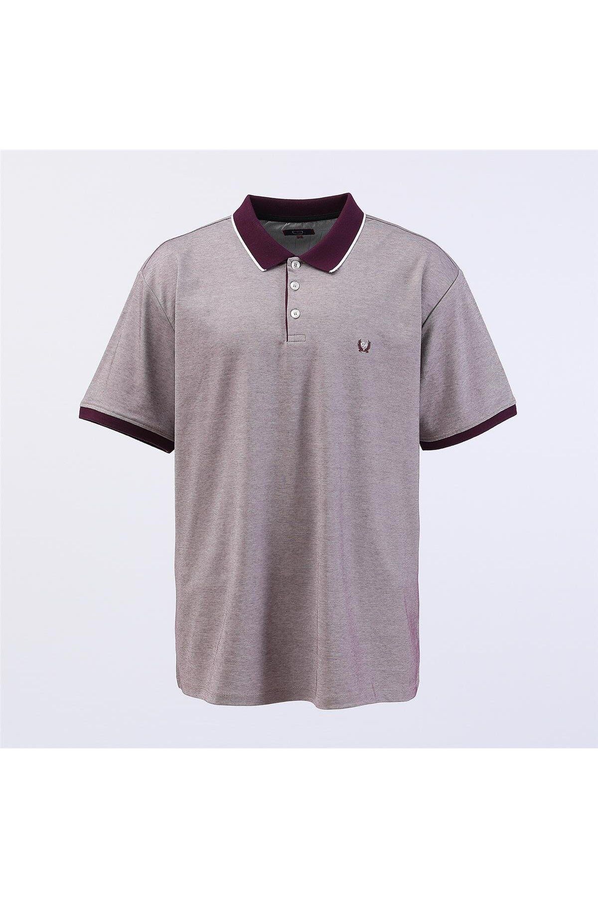 Dio Rise Erkek Polo Yaka Kısa Kol Tişört - (3XL-7XL) - CZT-166 - Mürdüm