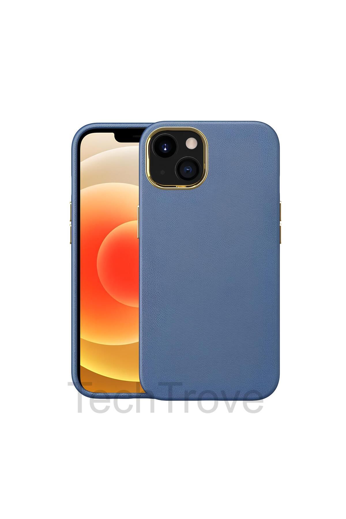 TechTrove Apple iPhone 13 Mini Kılıf Deri Tasarım Kamera Koruma Çıkıntılı Elde Kaymaz Soft Kapak