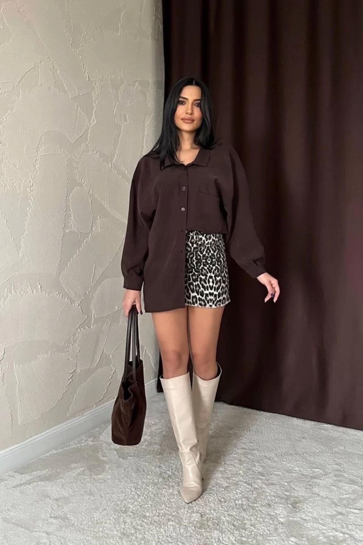 MODA Kahverengi alaş Gömlek