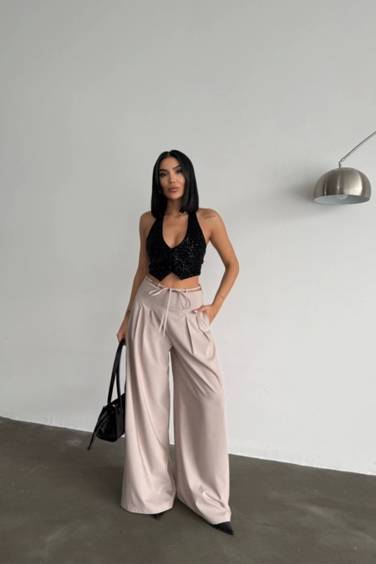 MODA TAARI AAŞ PANTOON BE İP DETAYI Bej