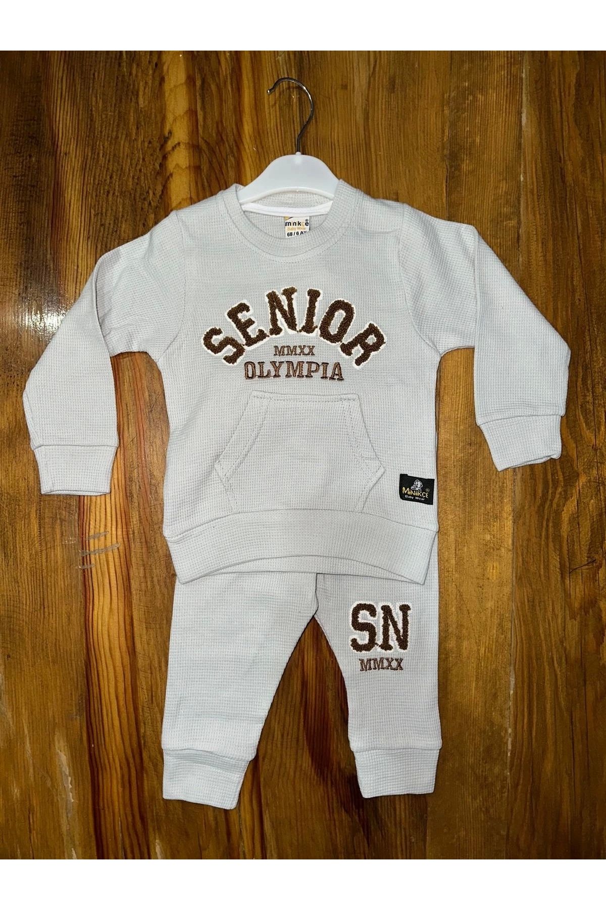 OurStyles 6-24 aylık kanguru cep senıor takım gri