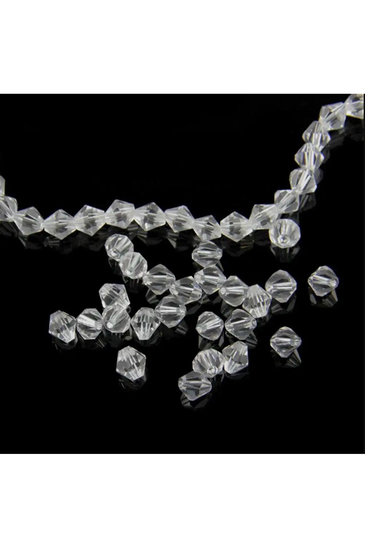 CSG BAZAAR 8 MM 50 Adet Piramit Kristal Boncuk Şeffaf Takı-Çanta Yapımı Boncuğu