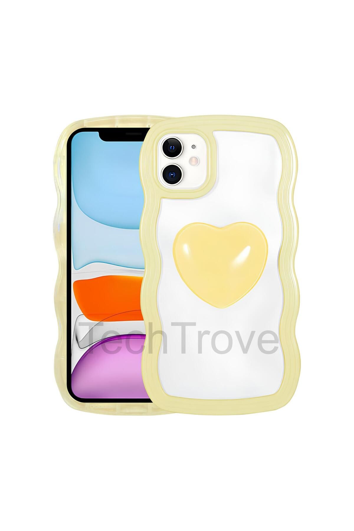 TechTrove Apple iPhone 11 Kılıf Renkli Kalp Figürlü Ponçik Kapak