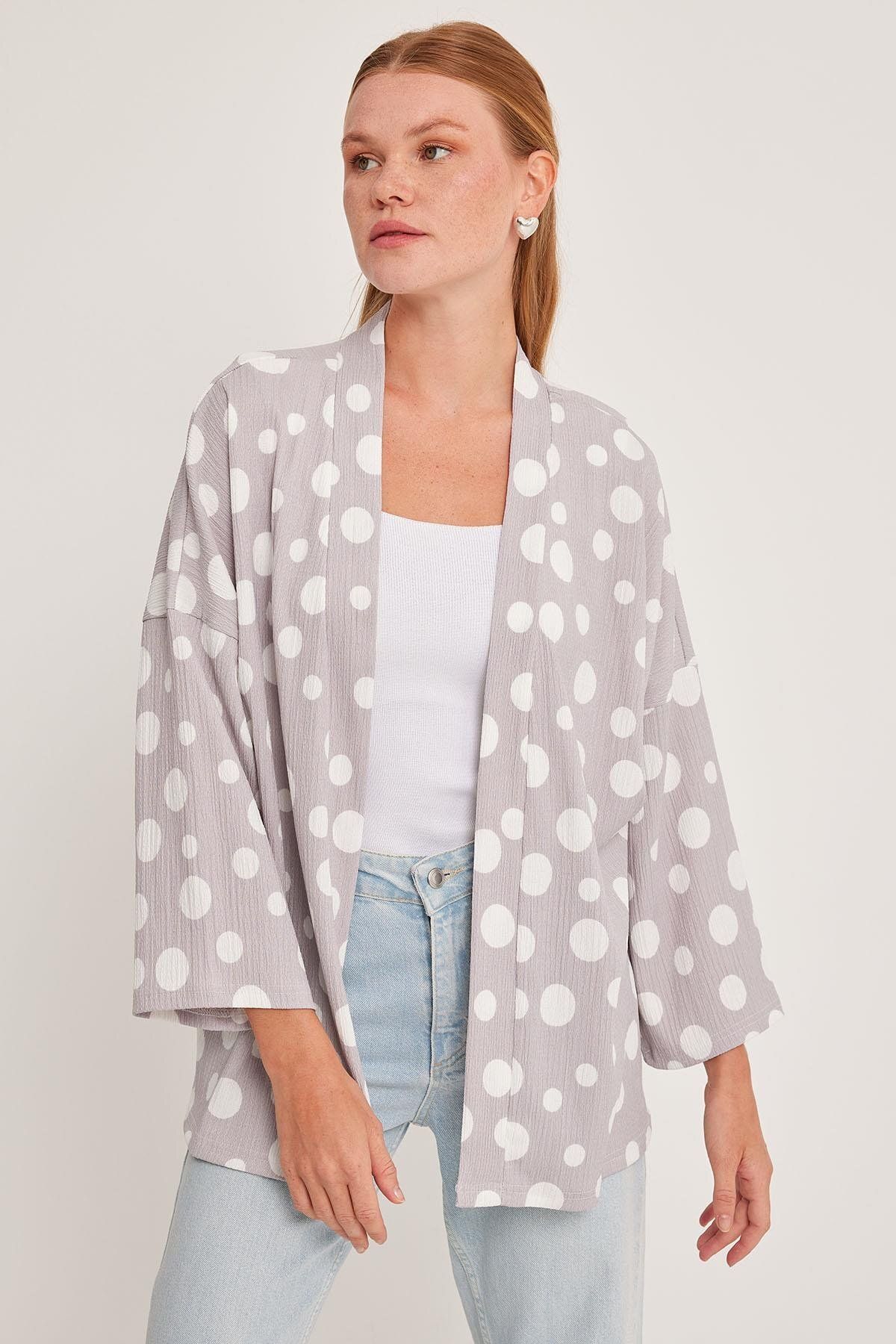 MODAMAİSA Örme Kimono - Gri
