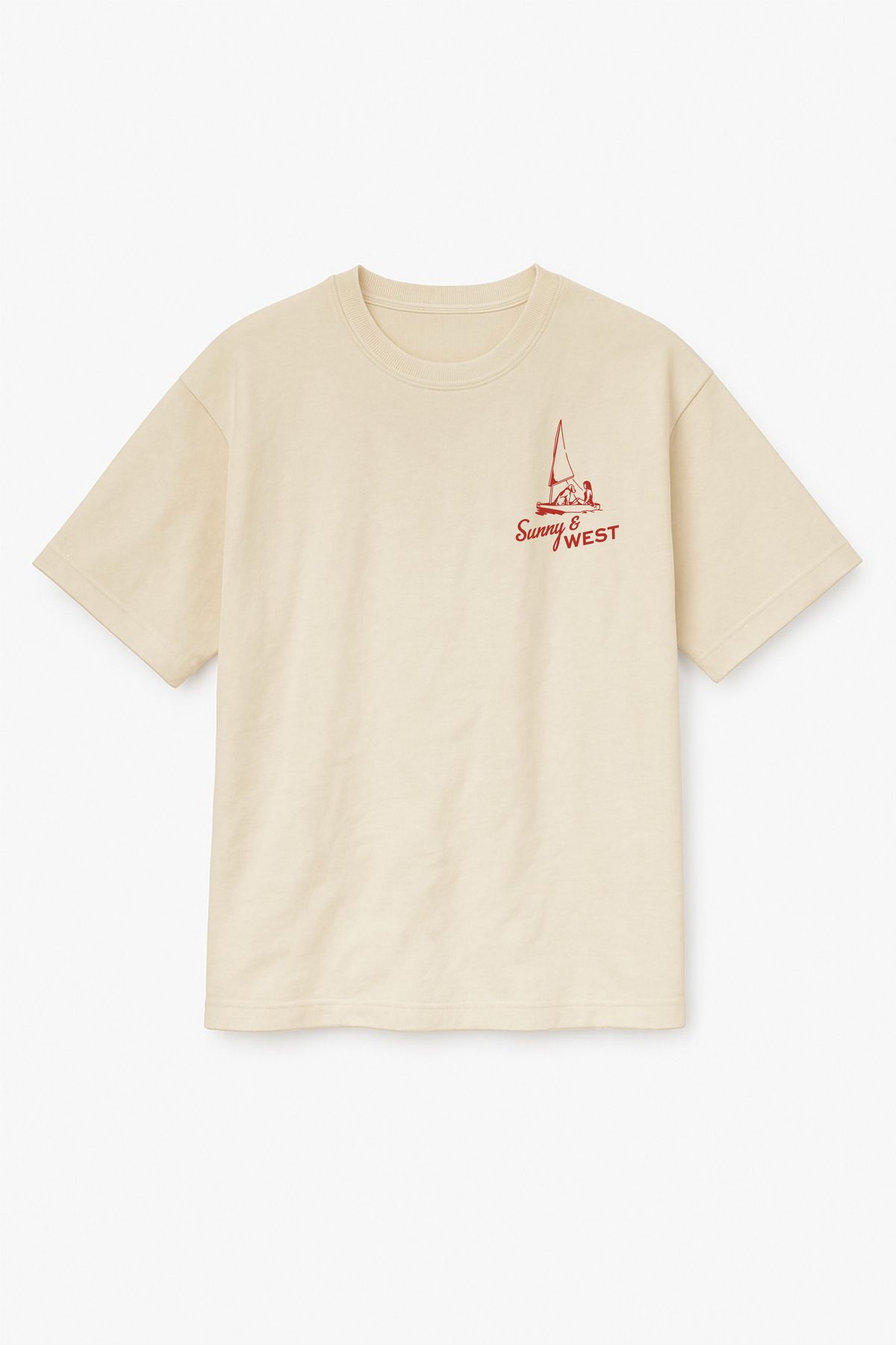 Altair Tr Bej Renk Oversize Sunny & West Baskılı Unisex Tişört T-Shirt