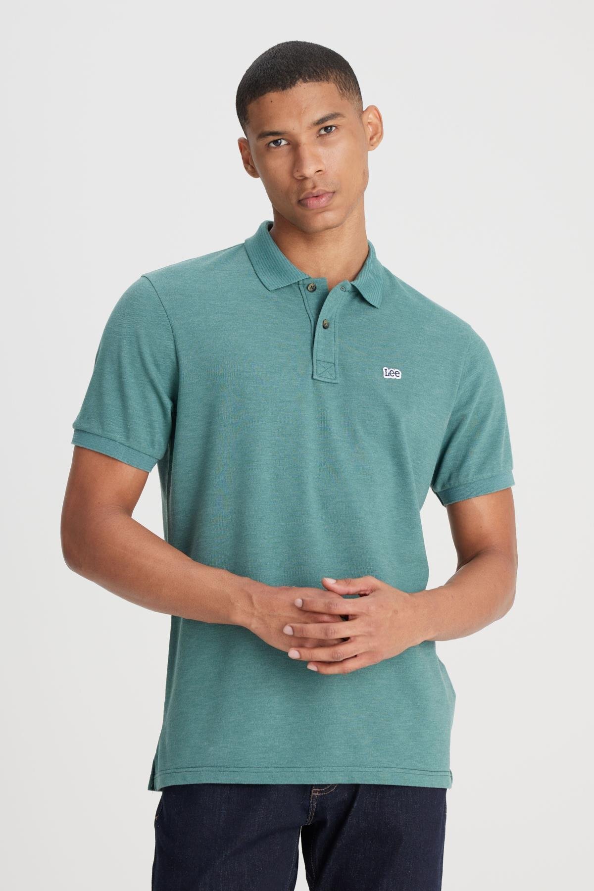 Lee Regular Fit Men's Green Polo Collar T-shirt with Regular Cut
