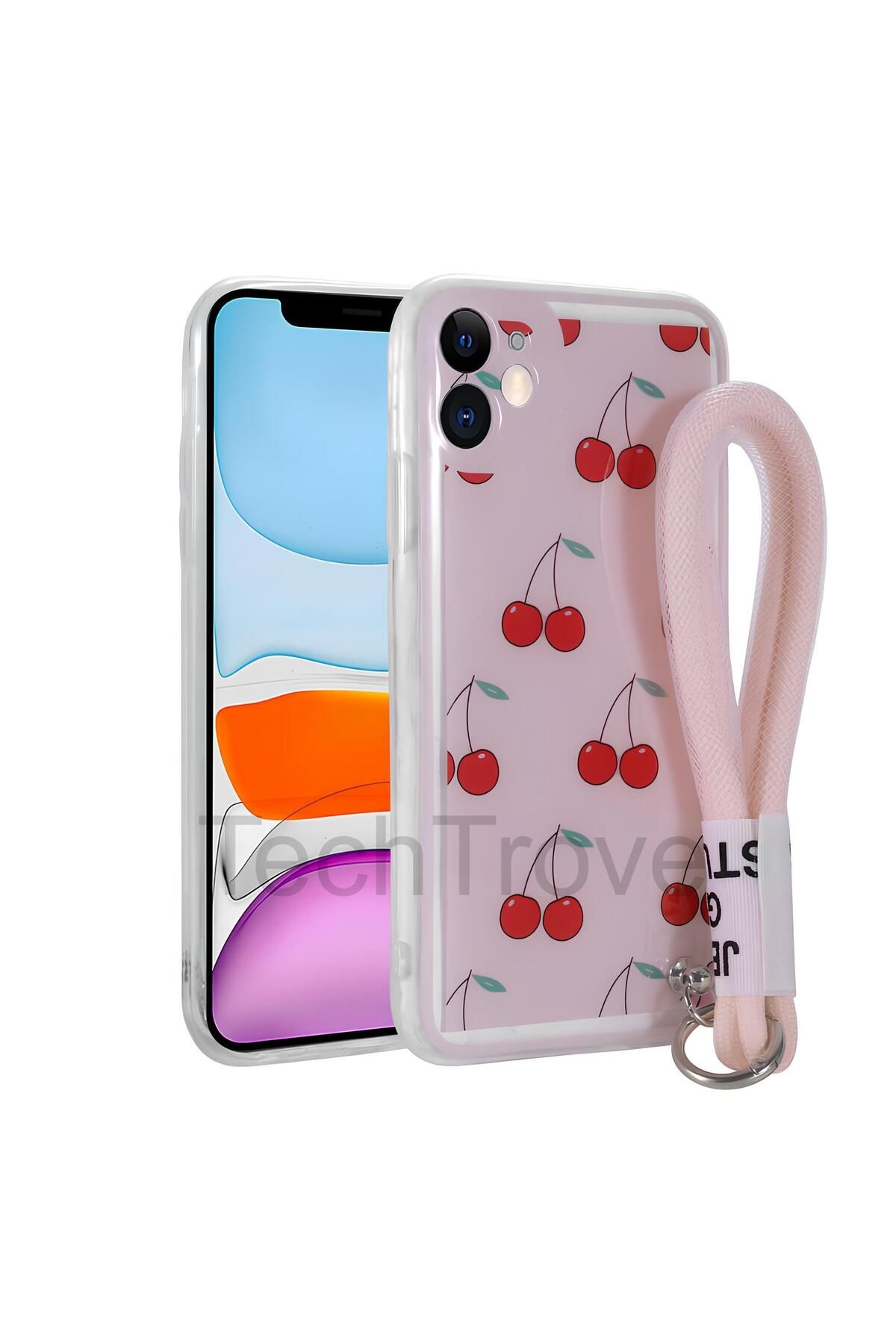 TechTrove Apple iPhone 11 Kılıf Desenli El Askılı İpli Astana Silikon Kapak