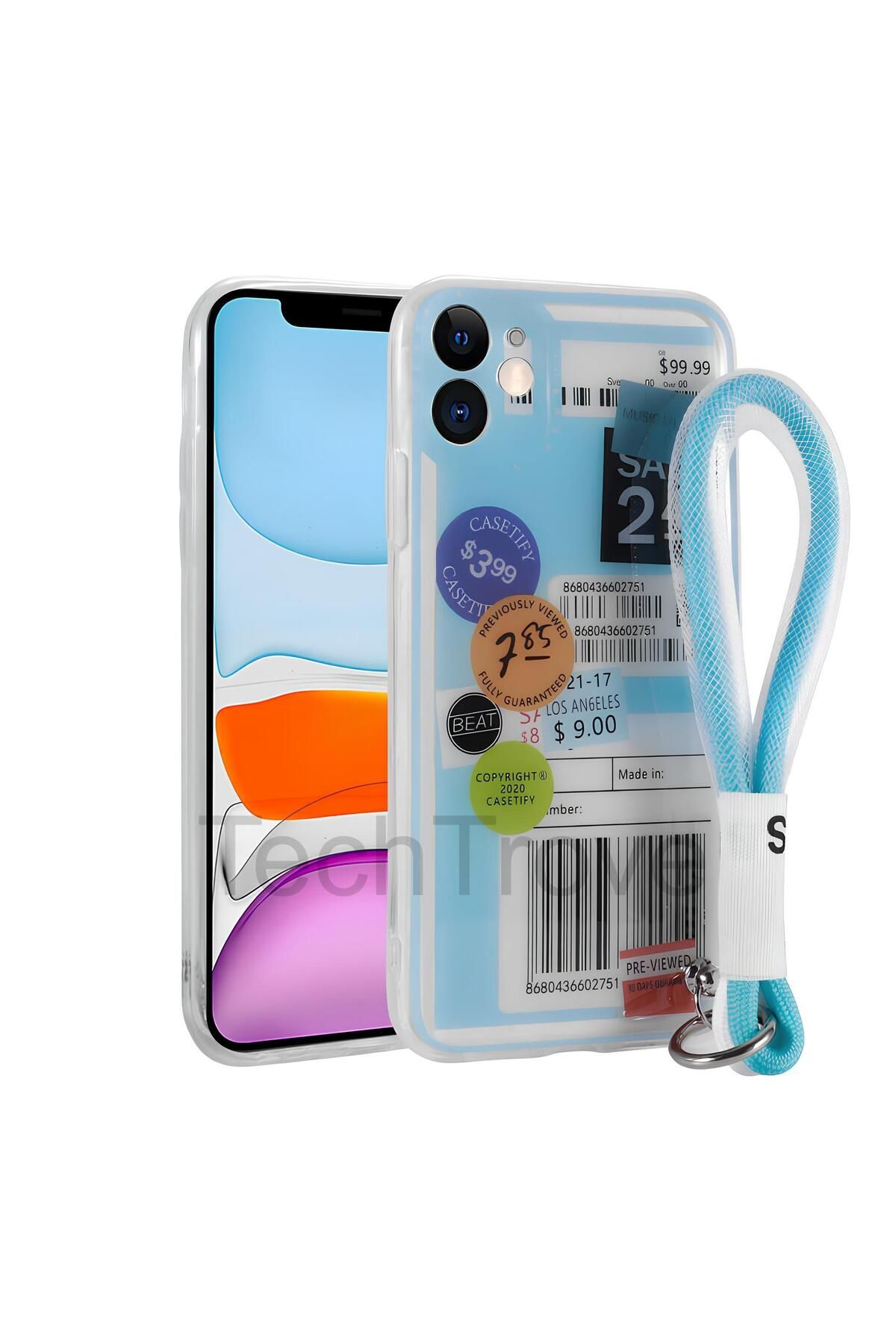 TechTrove Apple iPhone 11 Kılıf Desenli El Askılı İpli Astana Silikon Kapak