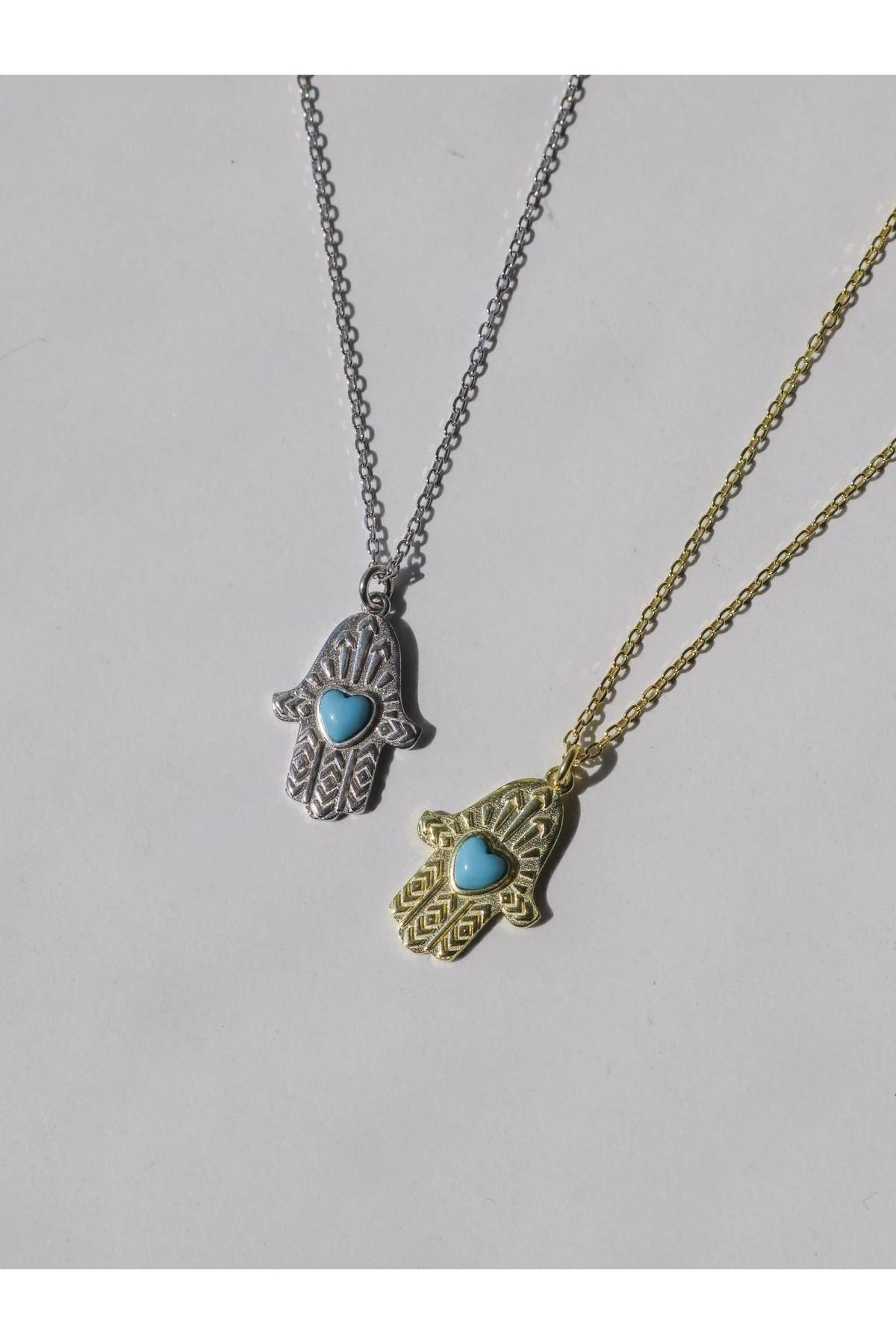 SİRİUS 925 Ayar Gümüş Mavi Taşlı Hamsa Kolye