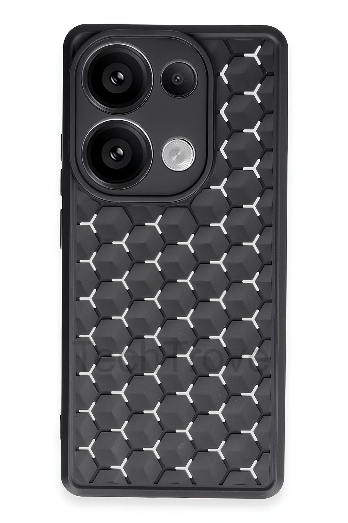 TechTrove Xiaomi Redmi Note 13 Pro 4G Kılıf Kamera Korumalı Geometrik Petek Motifli Silikon Kapak