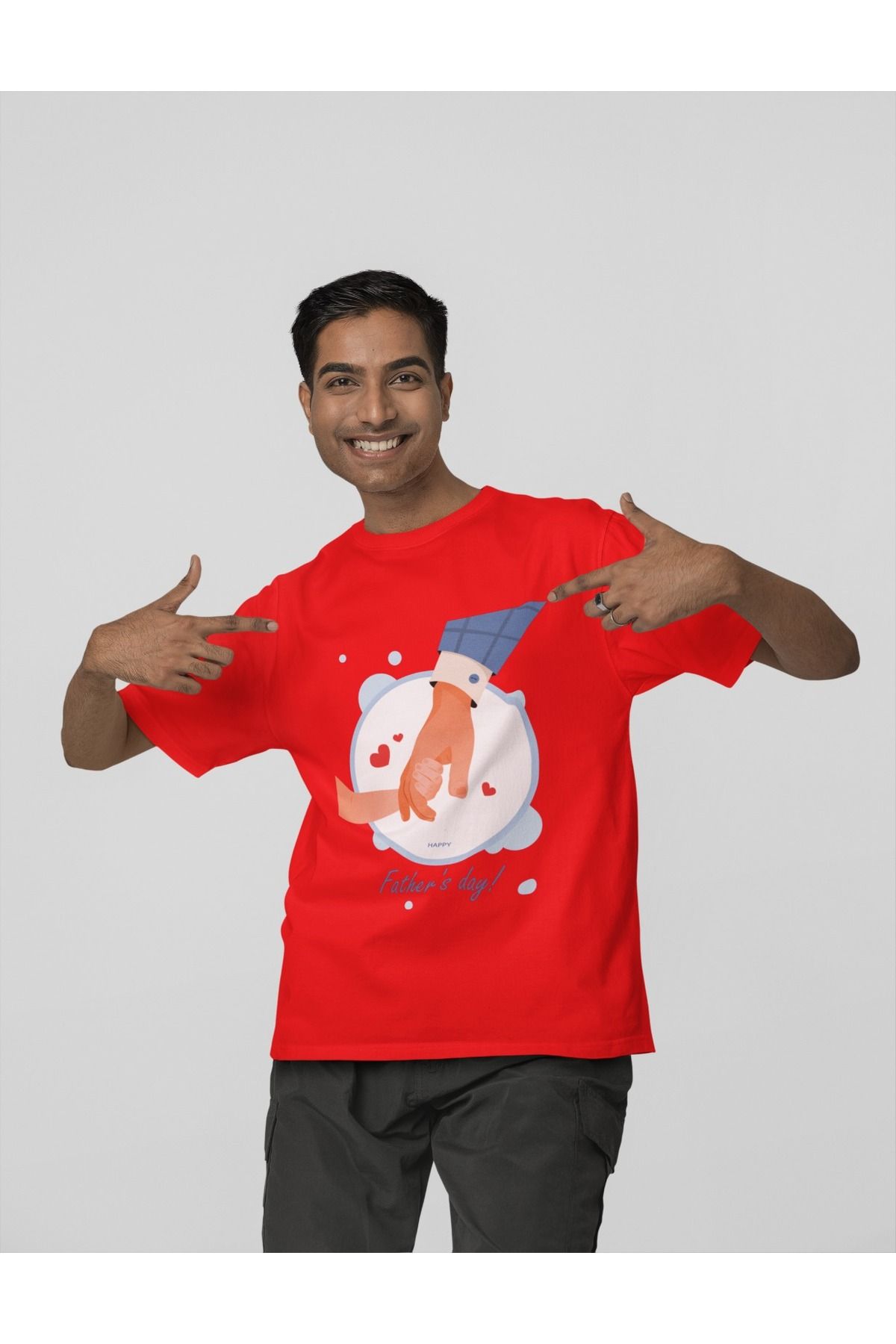 Butik %100 PAMUK ERKEK-FATHER'S DAY 1 - TRANSFER BASKILI YUVARLAK YAKA KISA KOL TİŞÖRT