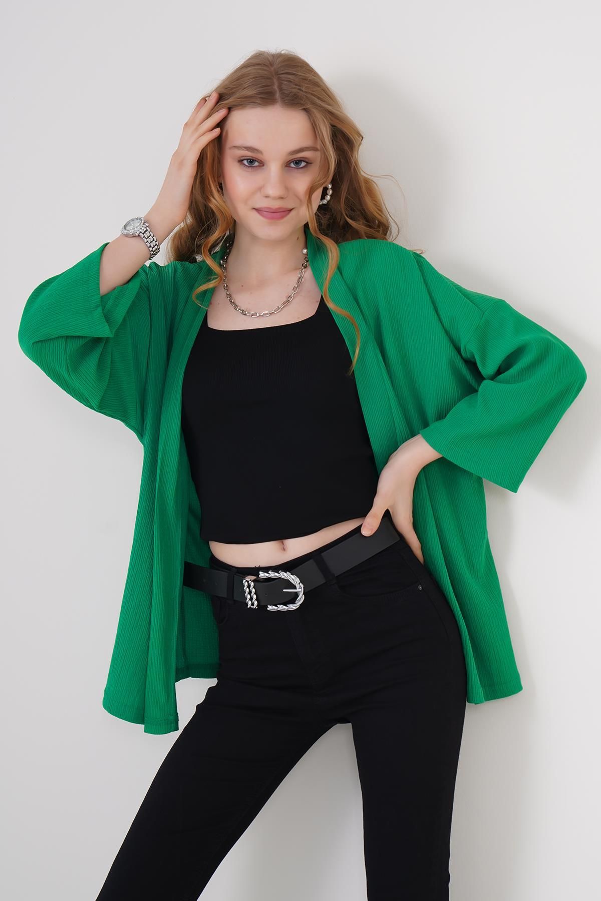 MODAMAİSA Örme Kimono - Yeşil