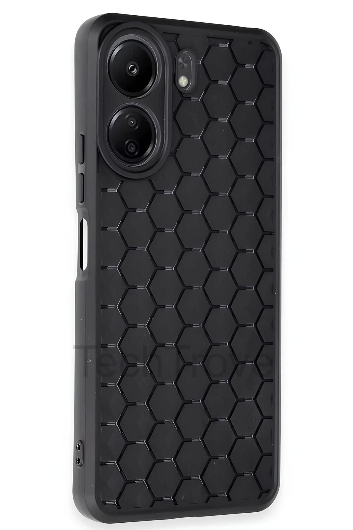 TechTrove Xiaomi Redmi 13C Kılıf Kamera Korumalı Geometrik Petek Motifli Silikon Kapak