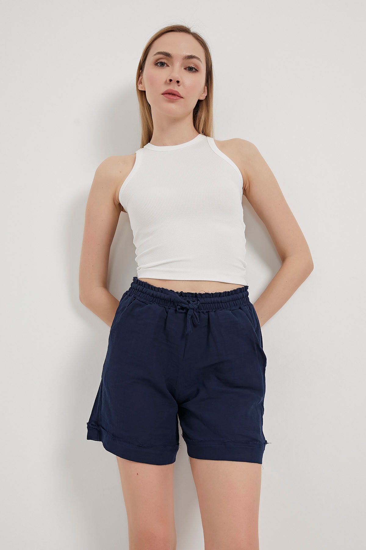 Arma Life ARMALIFE 25548 BELİ LASTİKLİ MUSLIN KADIN ŞORT